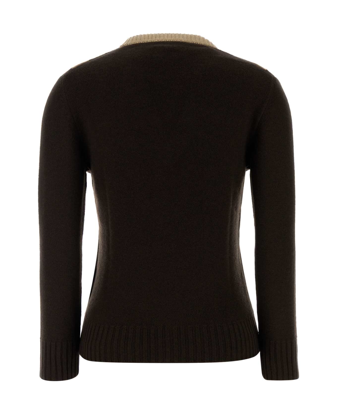 Valentino Garavani Chocolate Wool Sweater - DARKFUDGEBEIGE