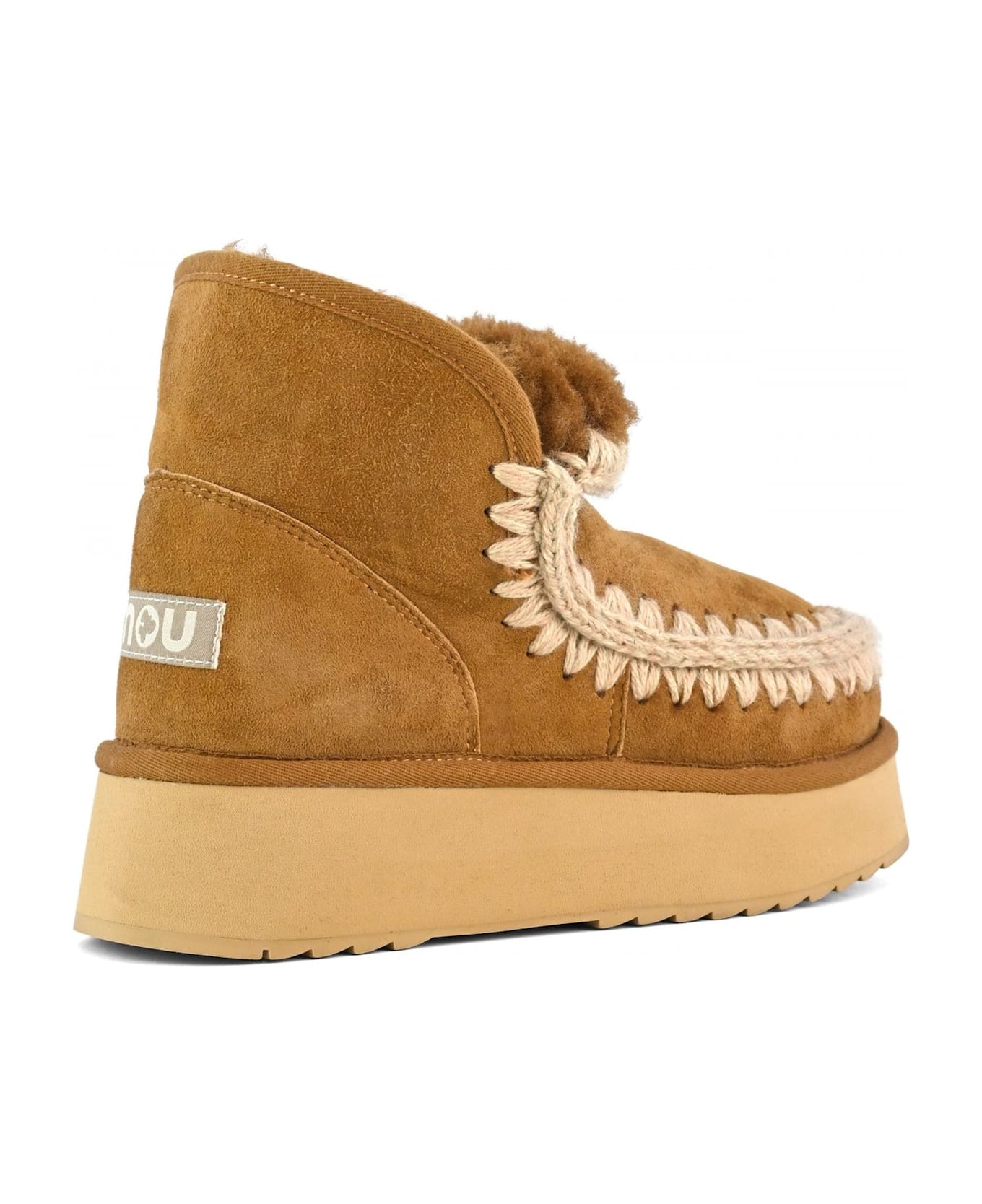 Mou Mini Eskimo Platform Boot In Cognac Suede - Leather Brown