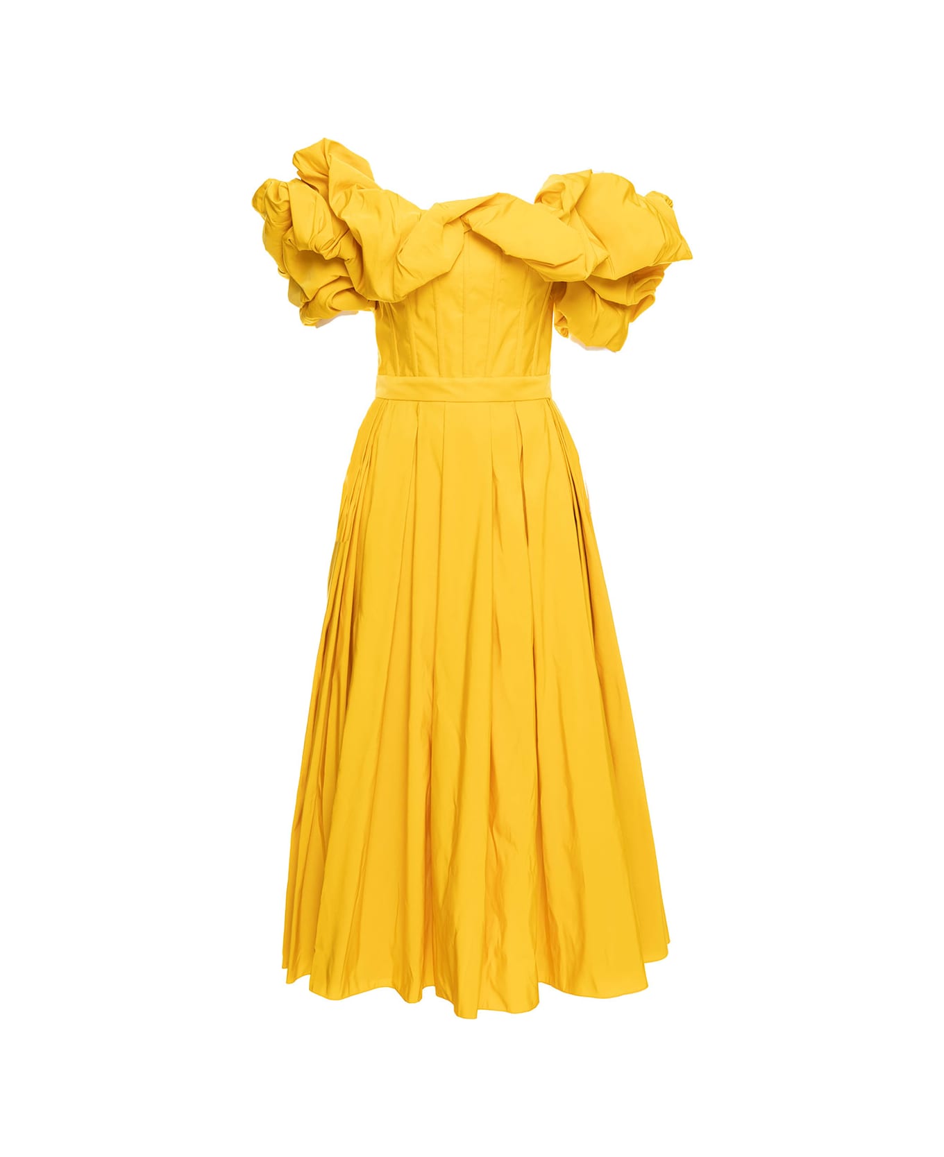Alexander McQueen Yellow Polyfaille Dress  With Off Shoulders Alexander Mcqueen Woman - Yellow