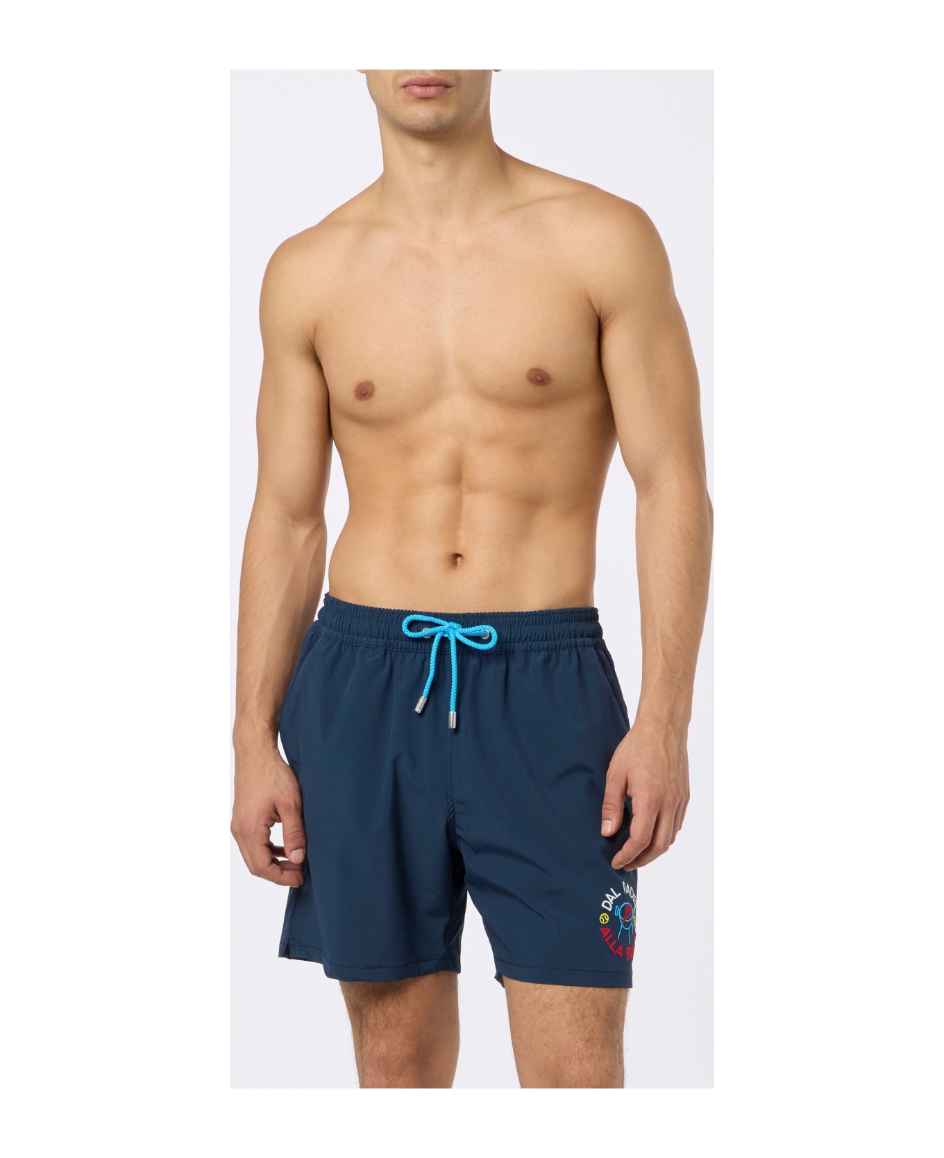 MC2 Saint Barth Comfort Classic Stretch Swim Shorts With Dal Padel Alla Brace Embroidery | Insulti Luminosi Special Edition - BLUE