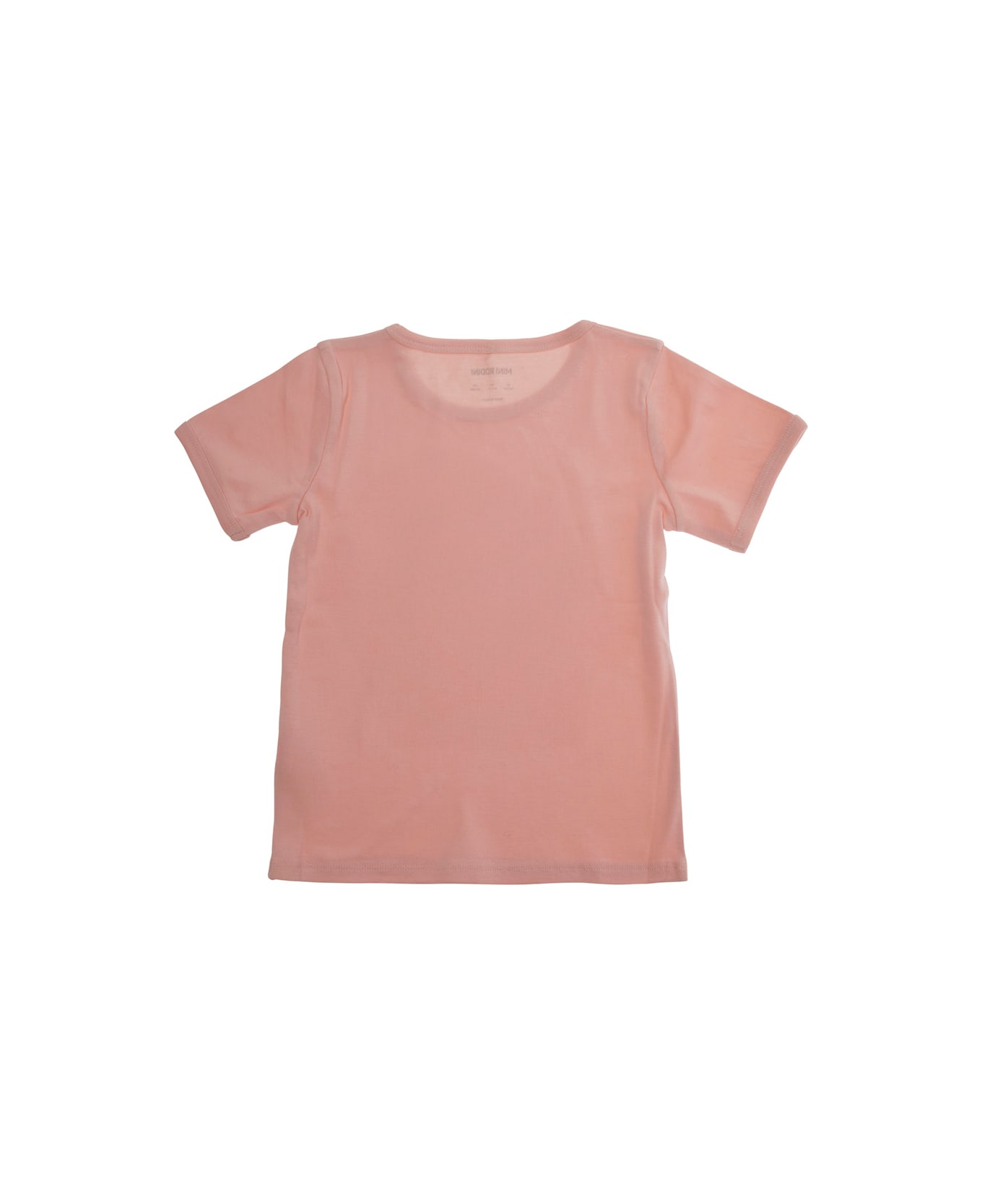 Mini Rodini Pink Crewneck T-shirt With Maxi Print On The Front In Cotton Baby - Pink