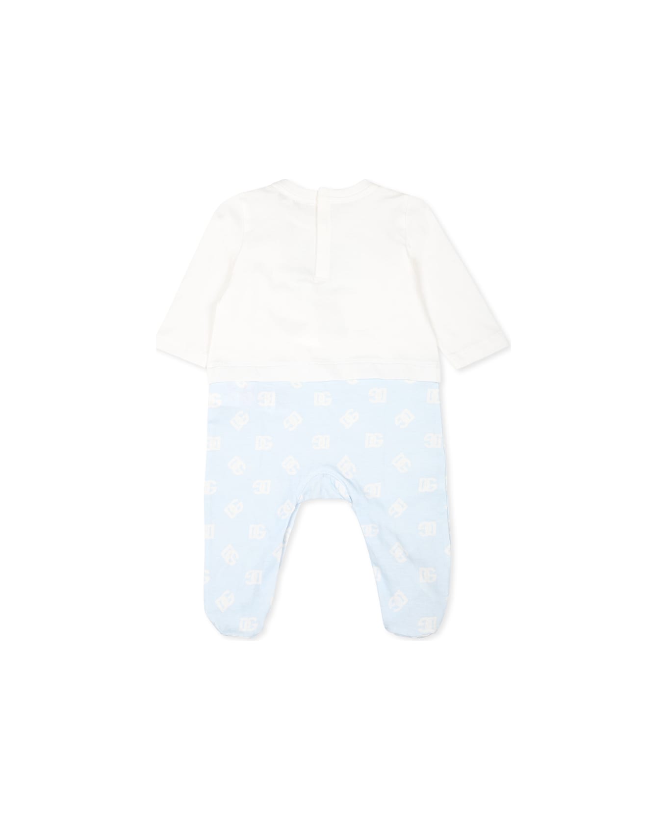 Dolce & Gabbana Light Blue Babygrow Set For Baby Boy With Logodg - Light Blue