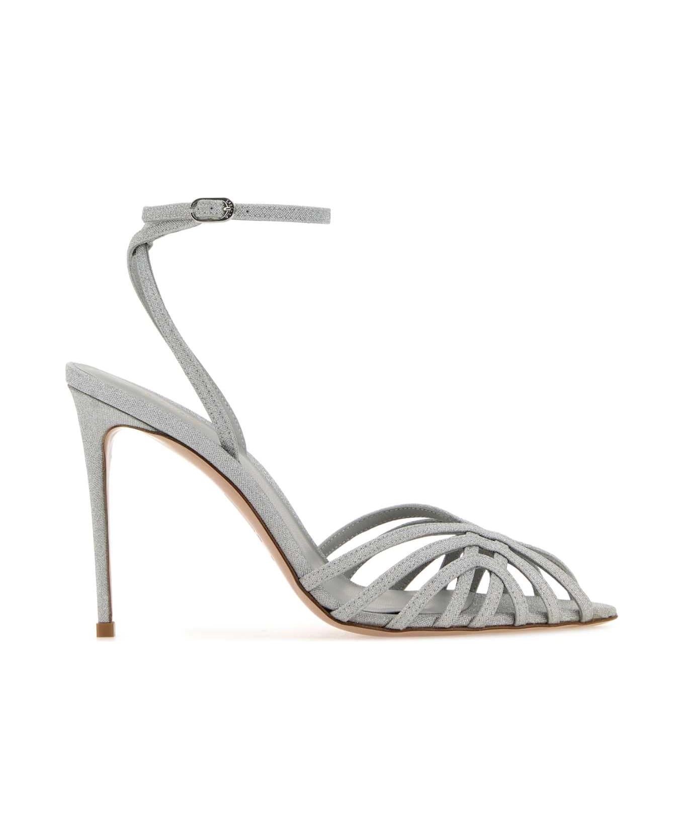 Le Silla Silver Fabric Embrace Sandals - ARGENTO