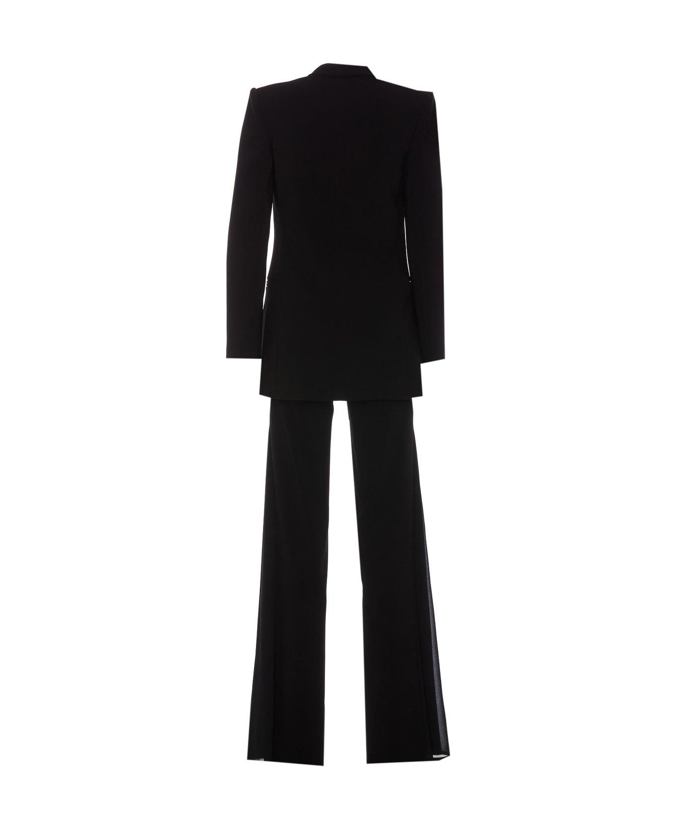 Elisabetta Franchi Logo Plaque Peak Lapels Suit - Black