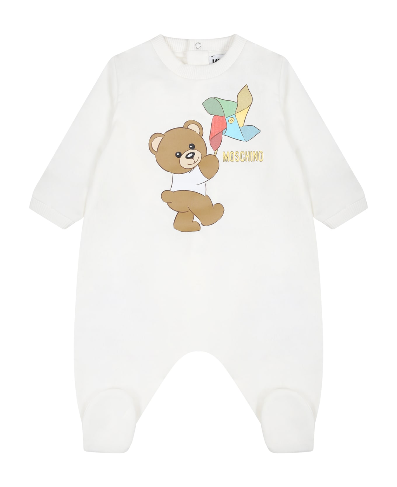 Moschino Ivory Set For Babies With Teddy Bear - Ivory ボディスーツ＆セットアップ