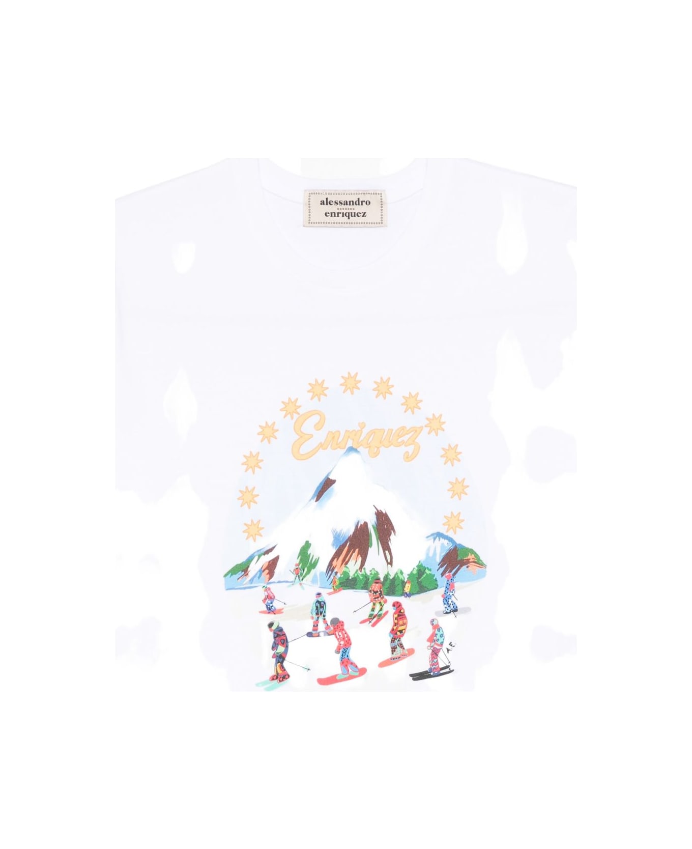 Alessandro Enriquez Embroidered Cotton T-shirt - White