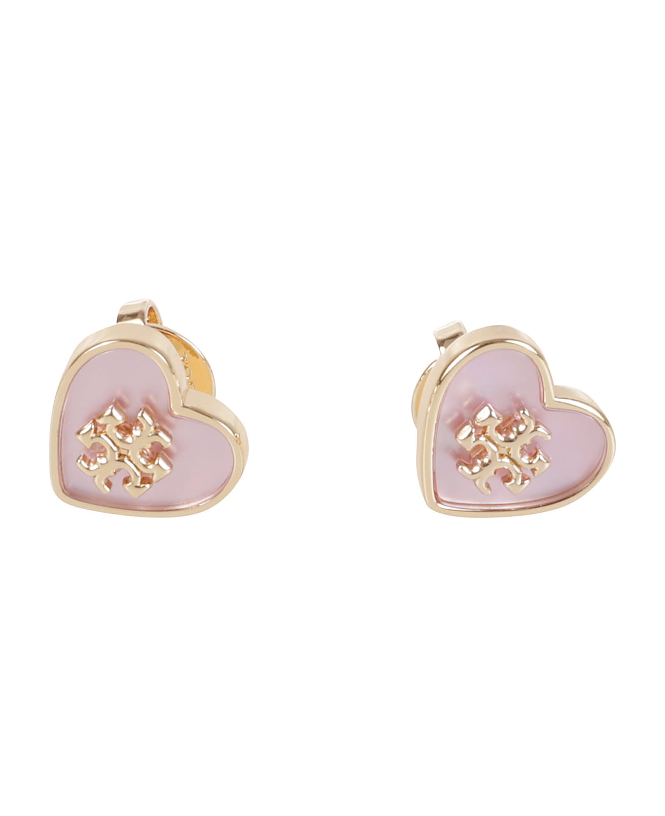 Tory Burch Kira Heart Stud Earrings - Tory Gold/Pink