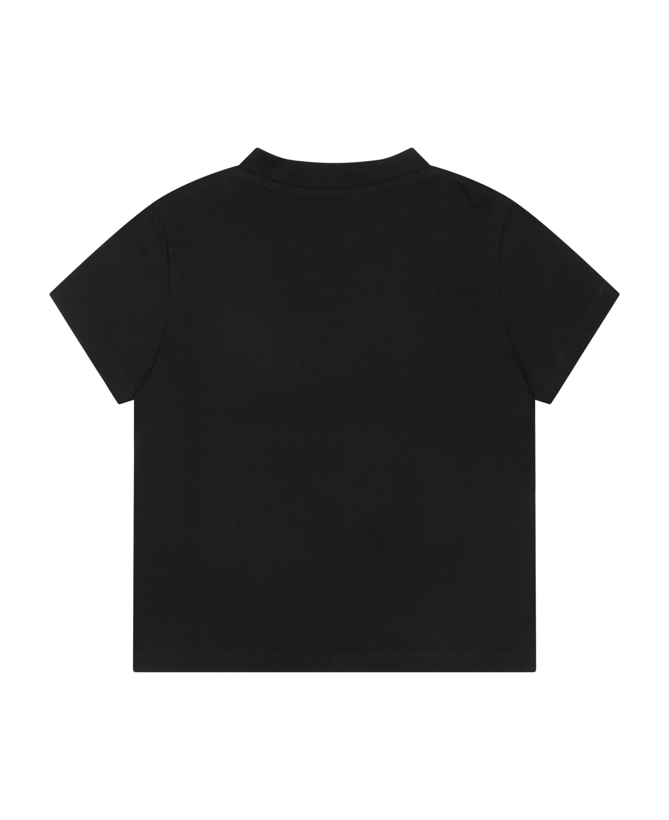Balmain Black T-shirt For Baby Girl With Logo And Rhinestone - Black