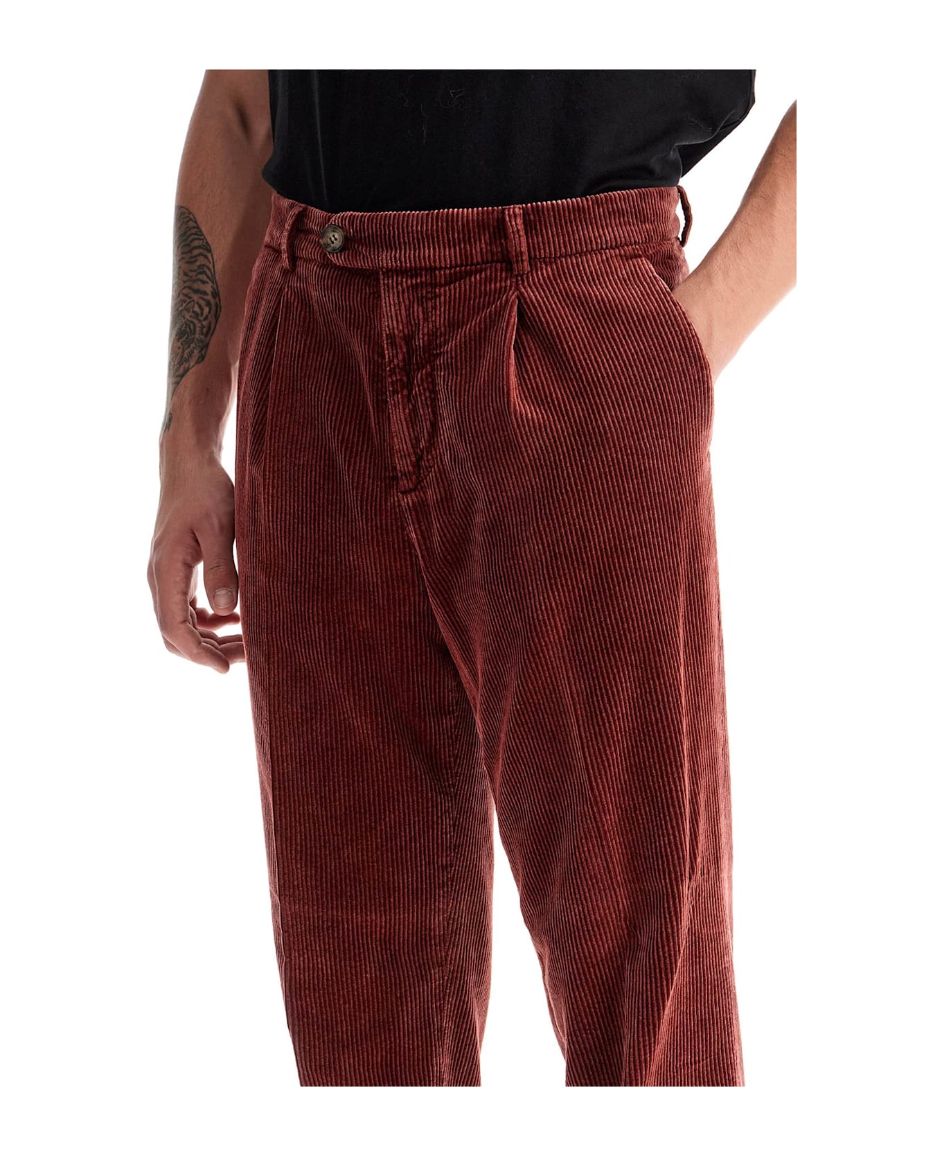 Brunello Cucinelli Corduroy Leisure Fit Pants - CORALLO (Red)