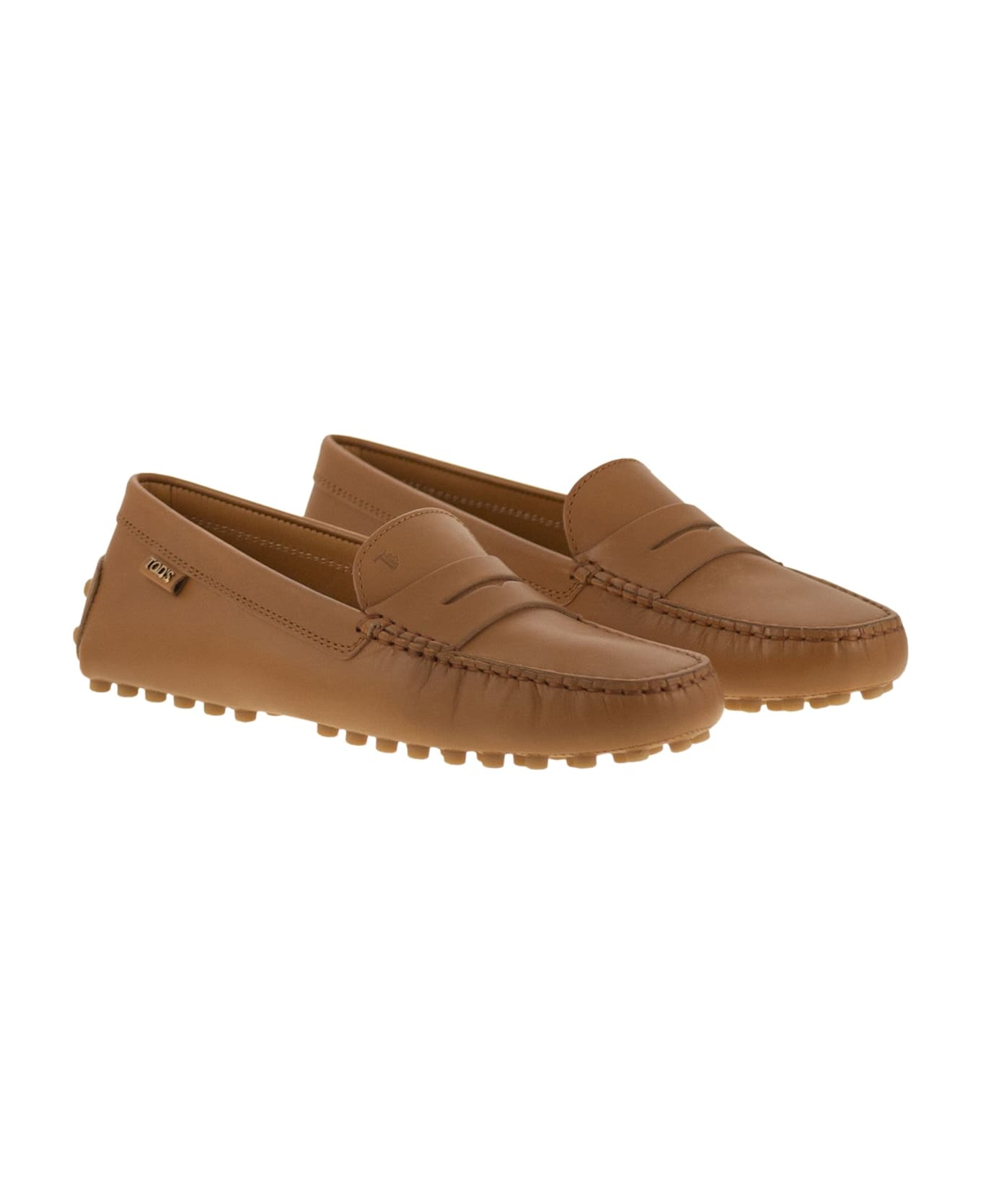 Tod
s Leather Moccasin Rubber Sole - BUFF