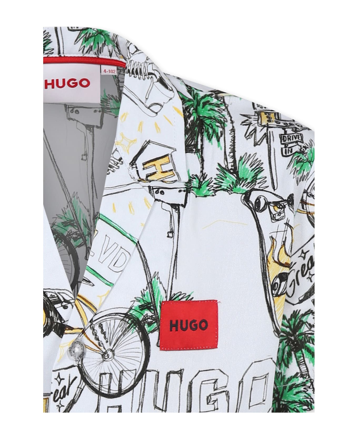 Hugo Boss White Shirt For Boy With Logo And Print - White