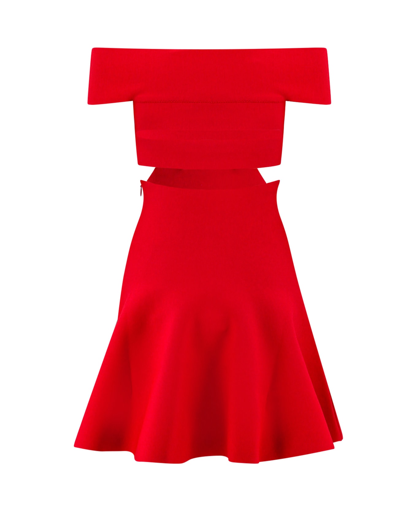 Alexander McQueen Off-shoulder Slashed Dress - Red
