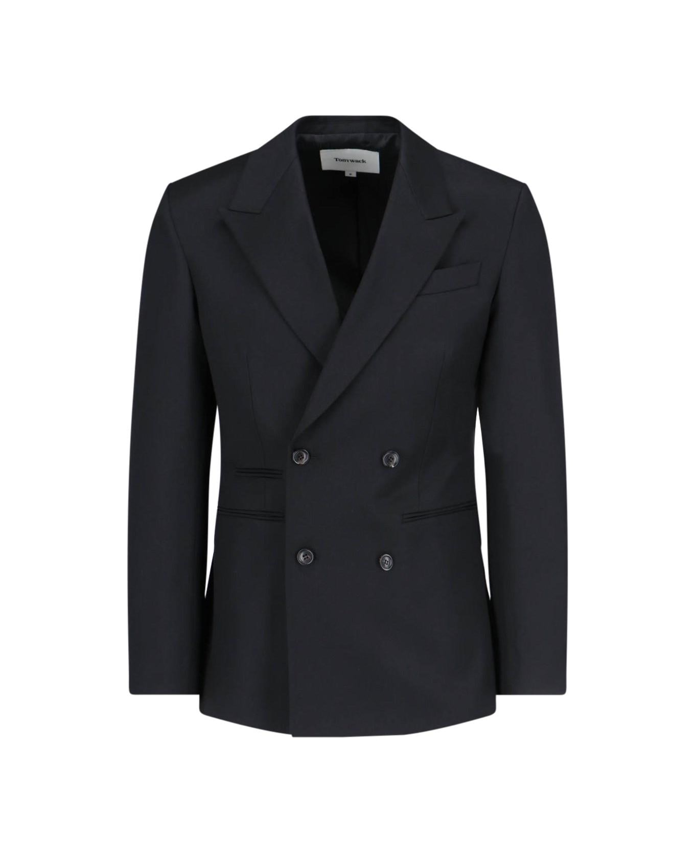 Tonywack Double-breasted Blazer - BLACK