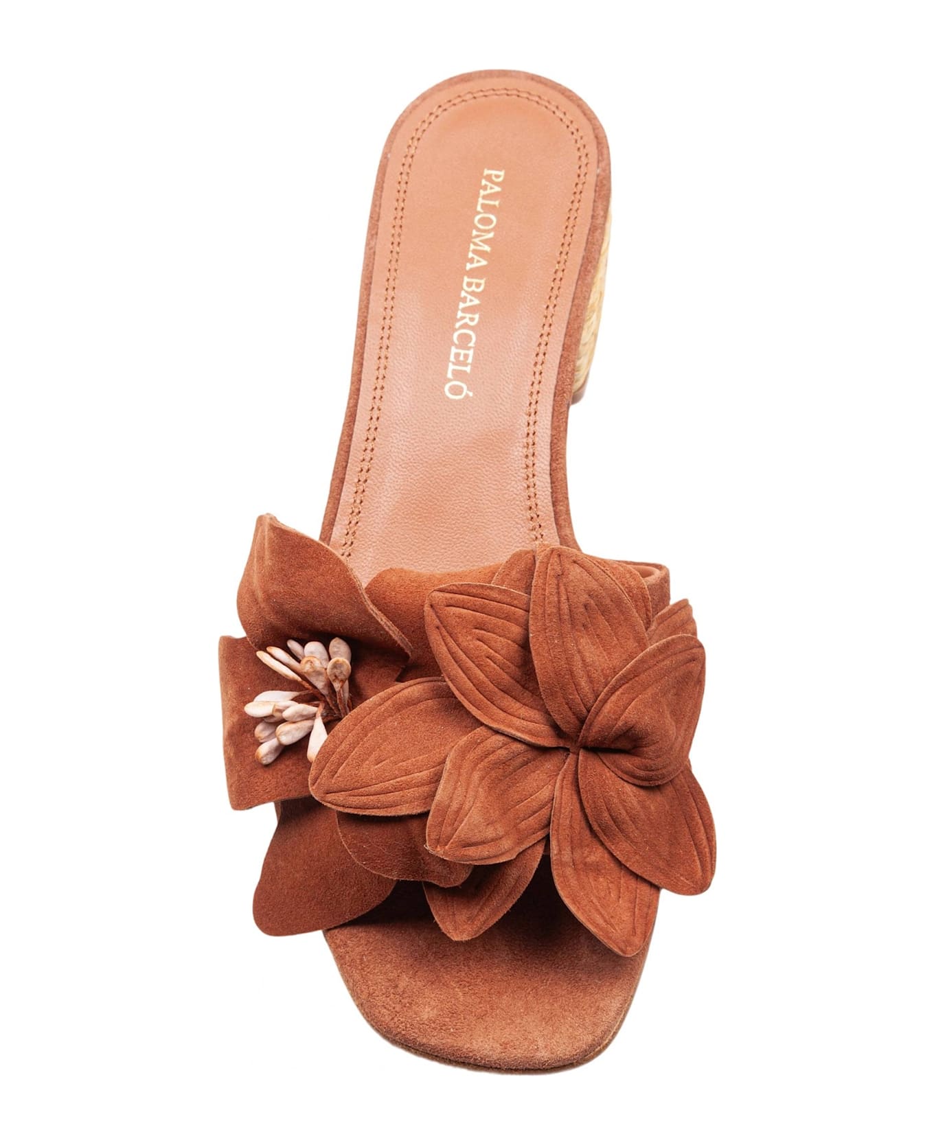 Paloma Barceló Suede Slide With Applied Flower - Leather