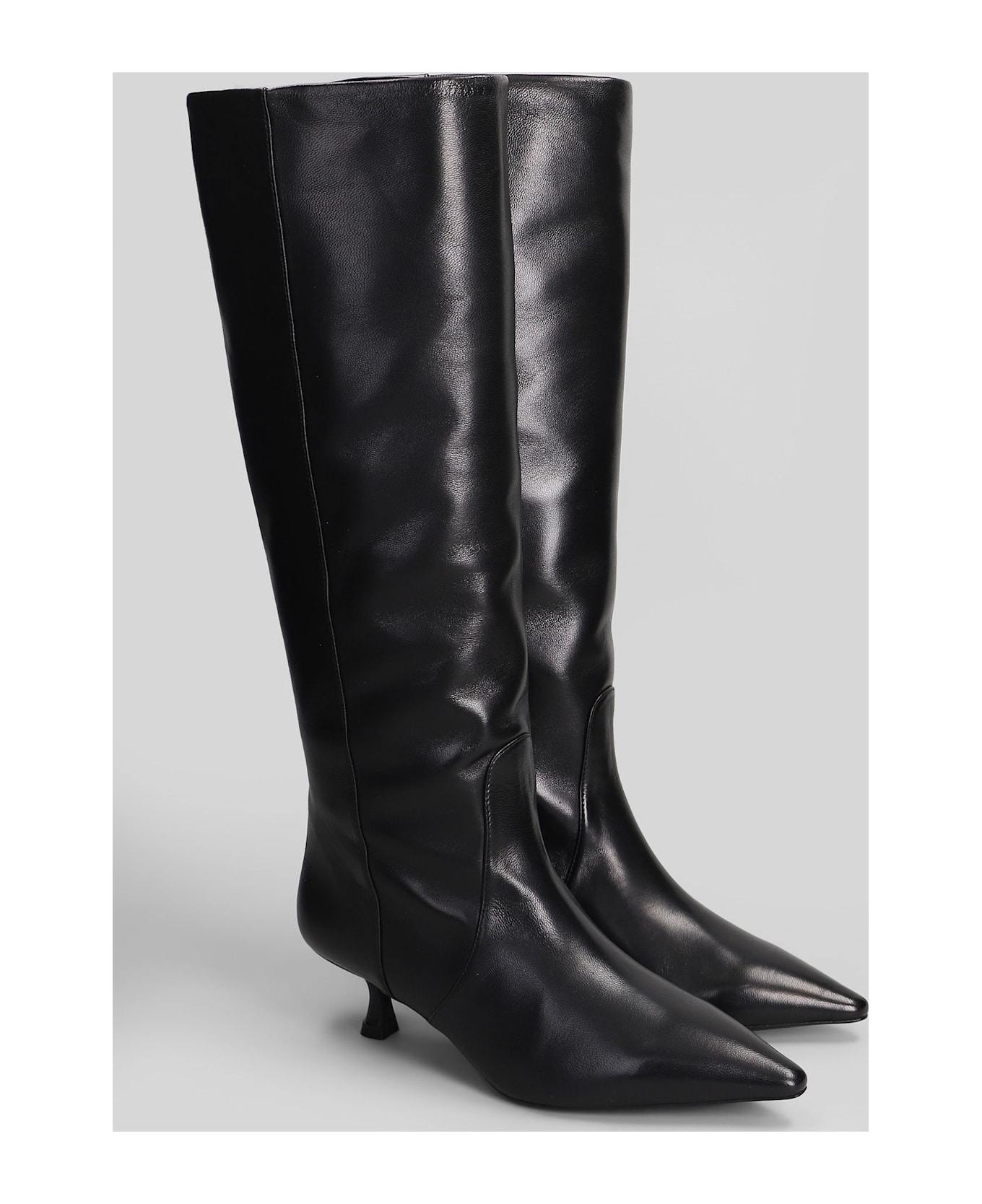 Stuart Weitzman Naomi 50 High Heels Boots In Black Leather - black