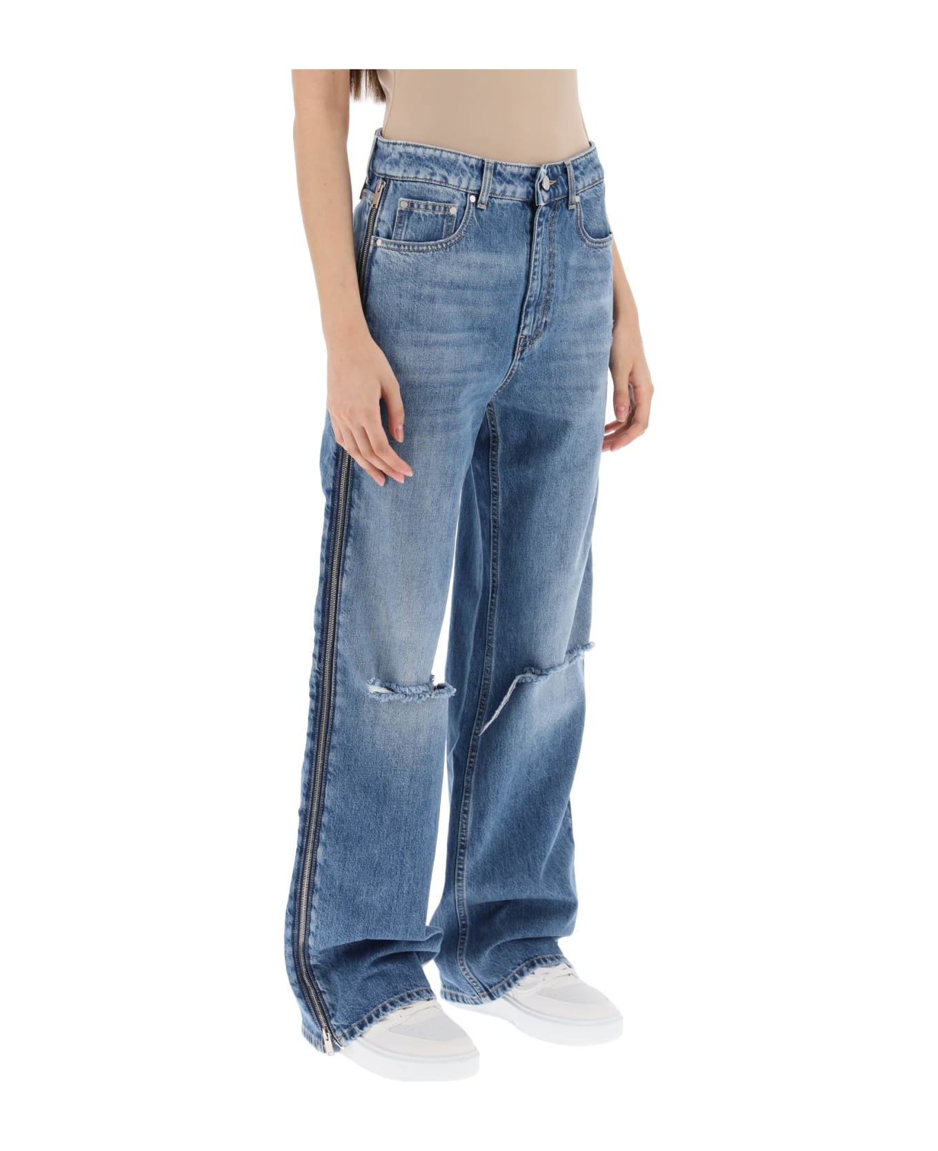 Stella McCartney Straight Leg Jeans With Zippers - MID BLUE (Blue)