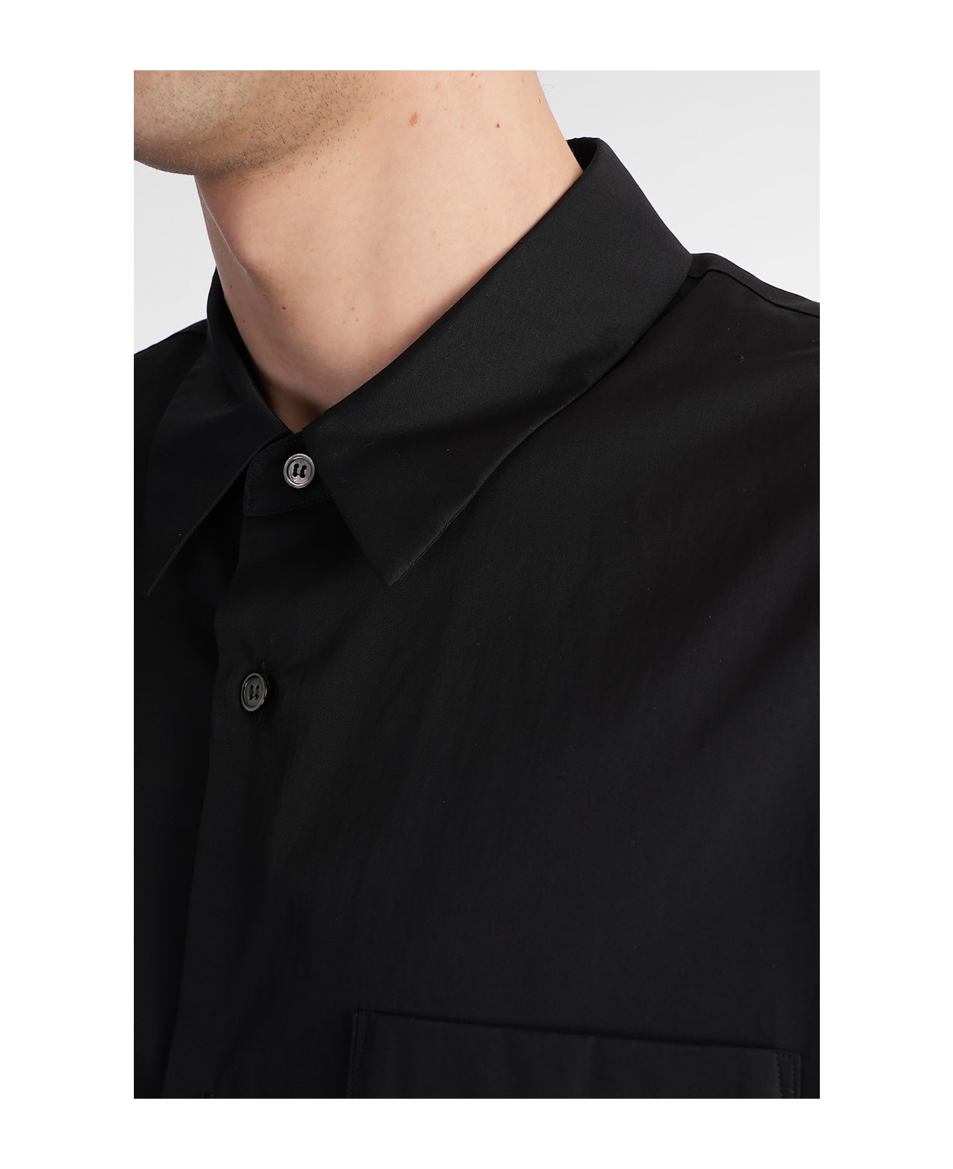 Attachment Shirt In Black Cotton - black