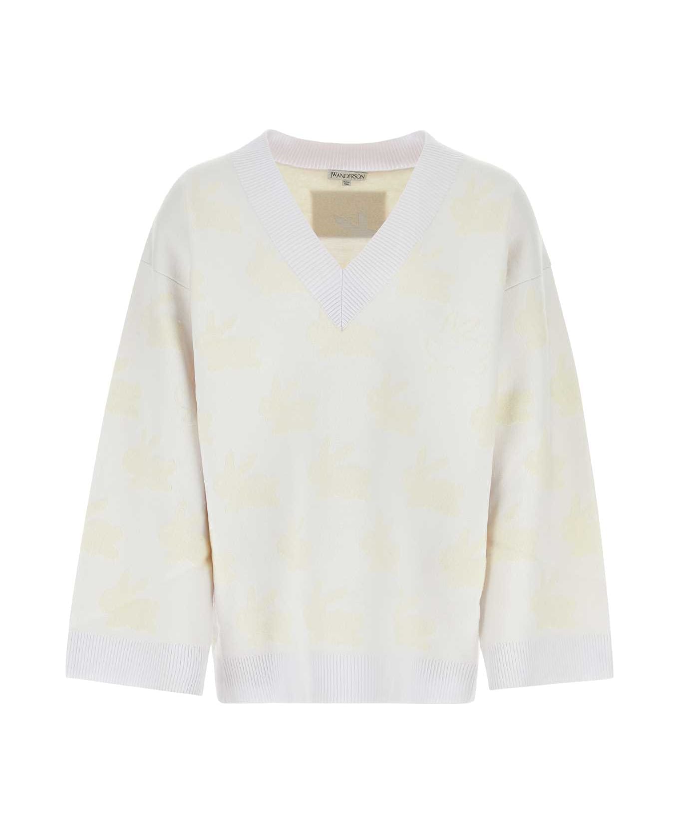 J.W. Anderson Embroidered Stretch Polyester Blend Sweater - WHITEIVORY ニットウェア