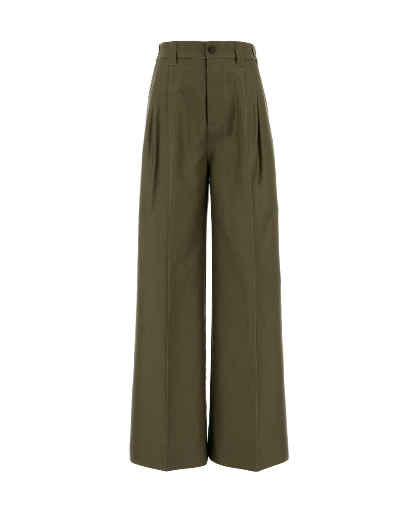 Maison Margiela Army Green Cotton Wide-leg Pant - KAKI