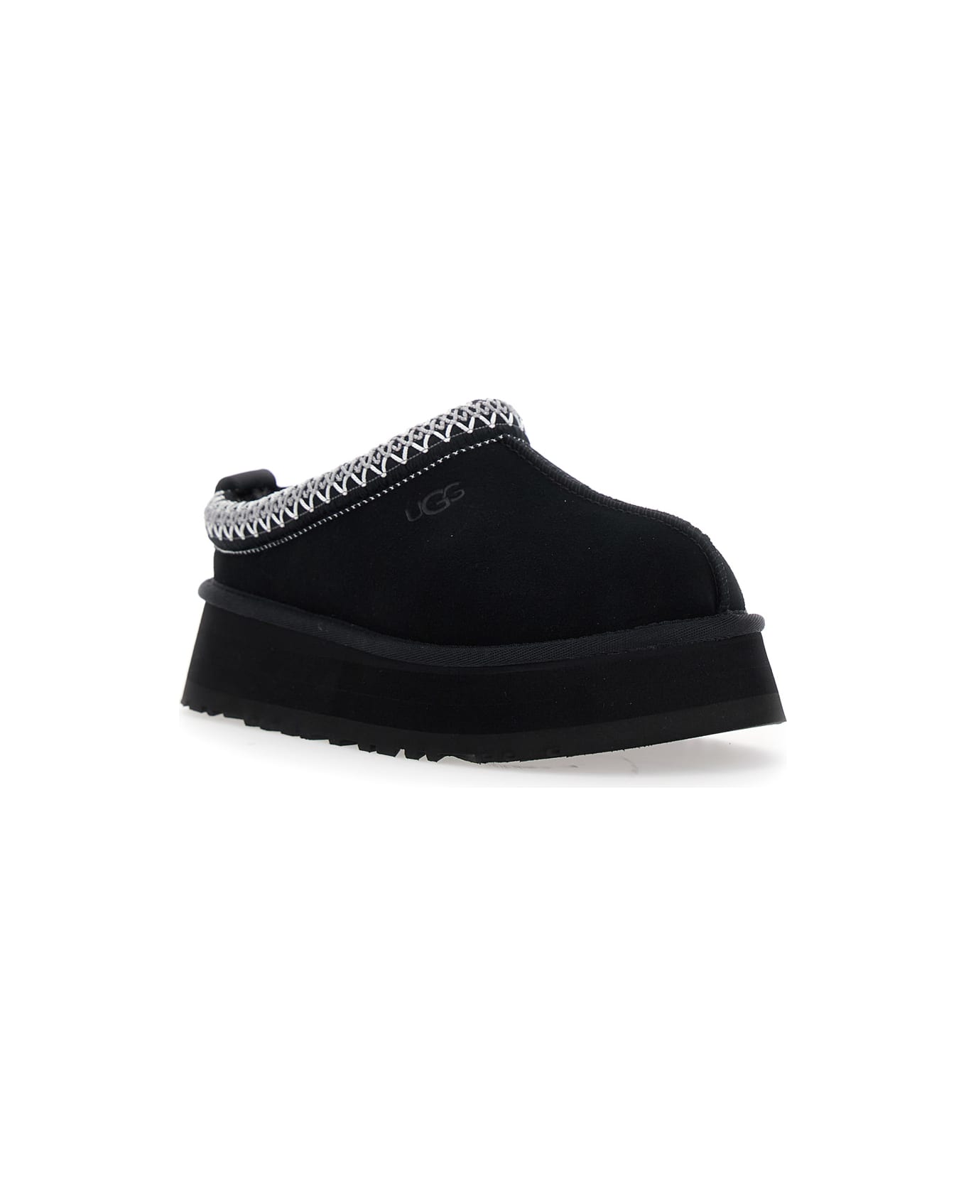 UGG Tasman Black Plaited Hem Mules In Suede Woman - Black