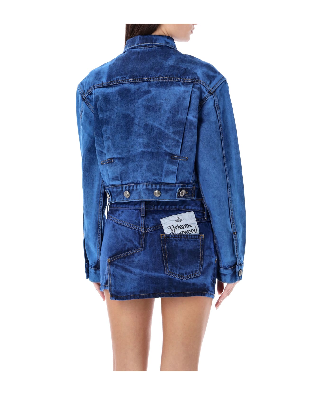 Vivienne Westwood Marlene Cropped Denim Jacket - BLUE