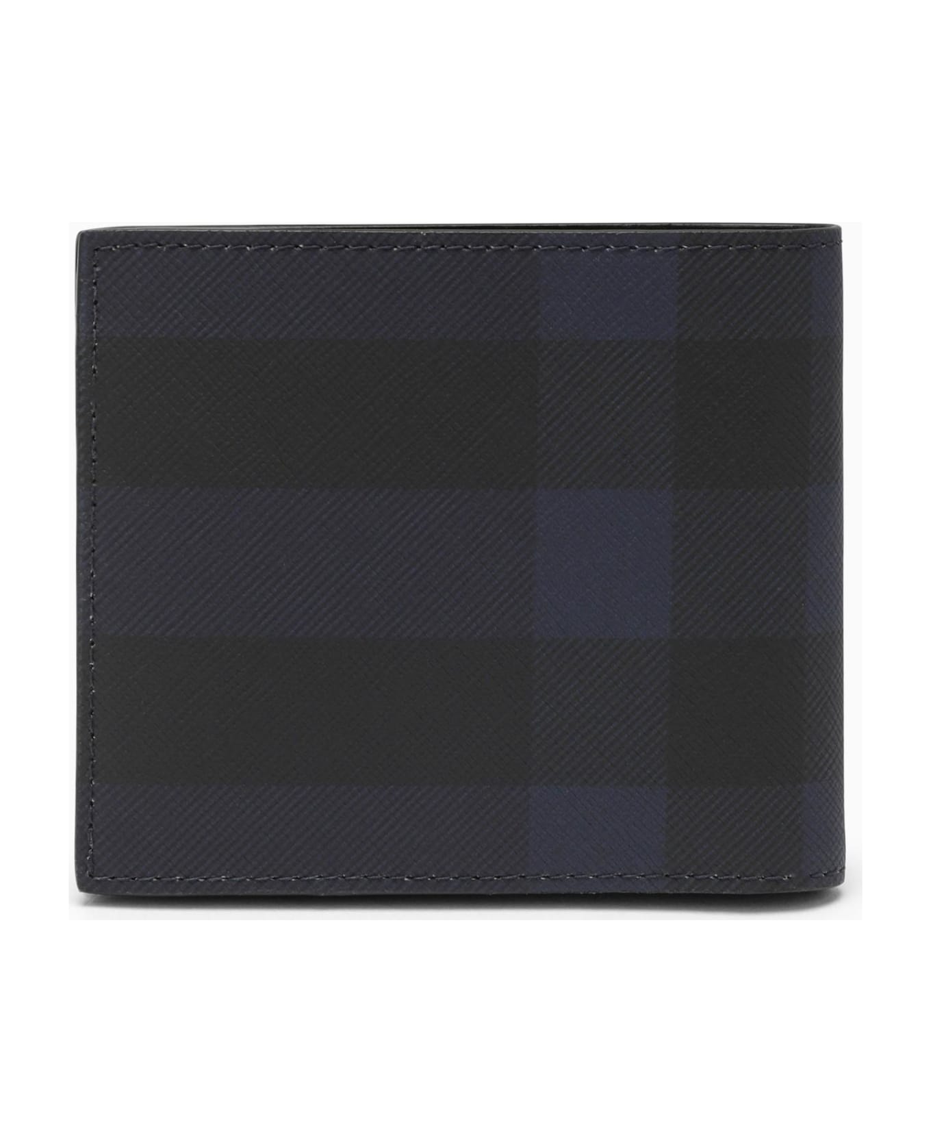 Burberry Check Pattern Navy Blue Wallet - NAVY