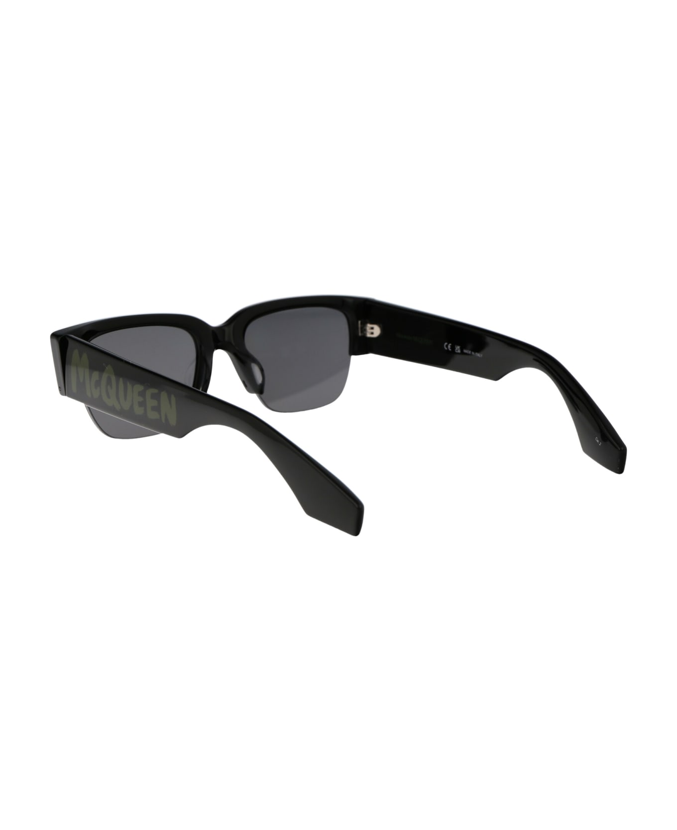 Alexander McQueen Eyewear Am0405s Sunglasses - 002 BLACK BLACK GREEN サングラス