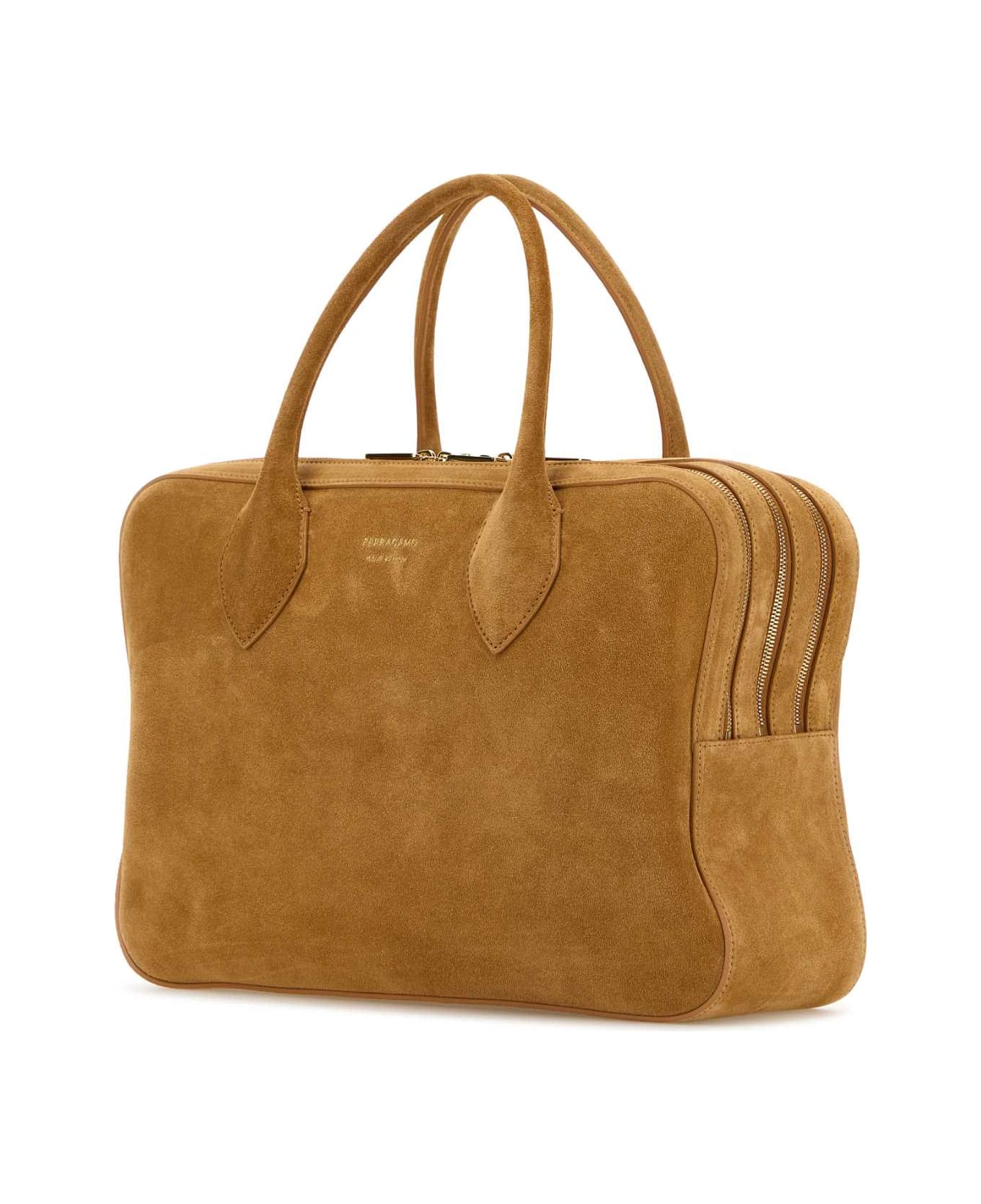 Ferragamo Camel Suede Medium Handbag - NATURALE6