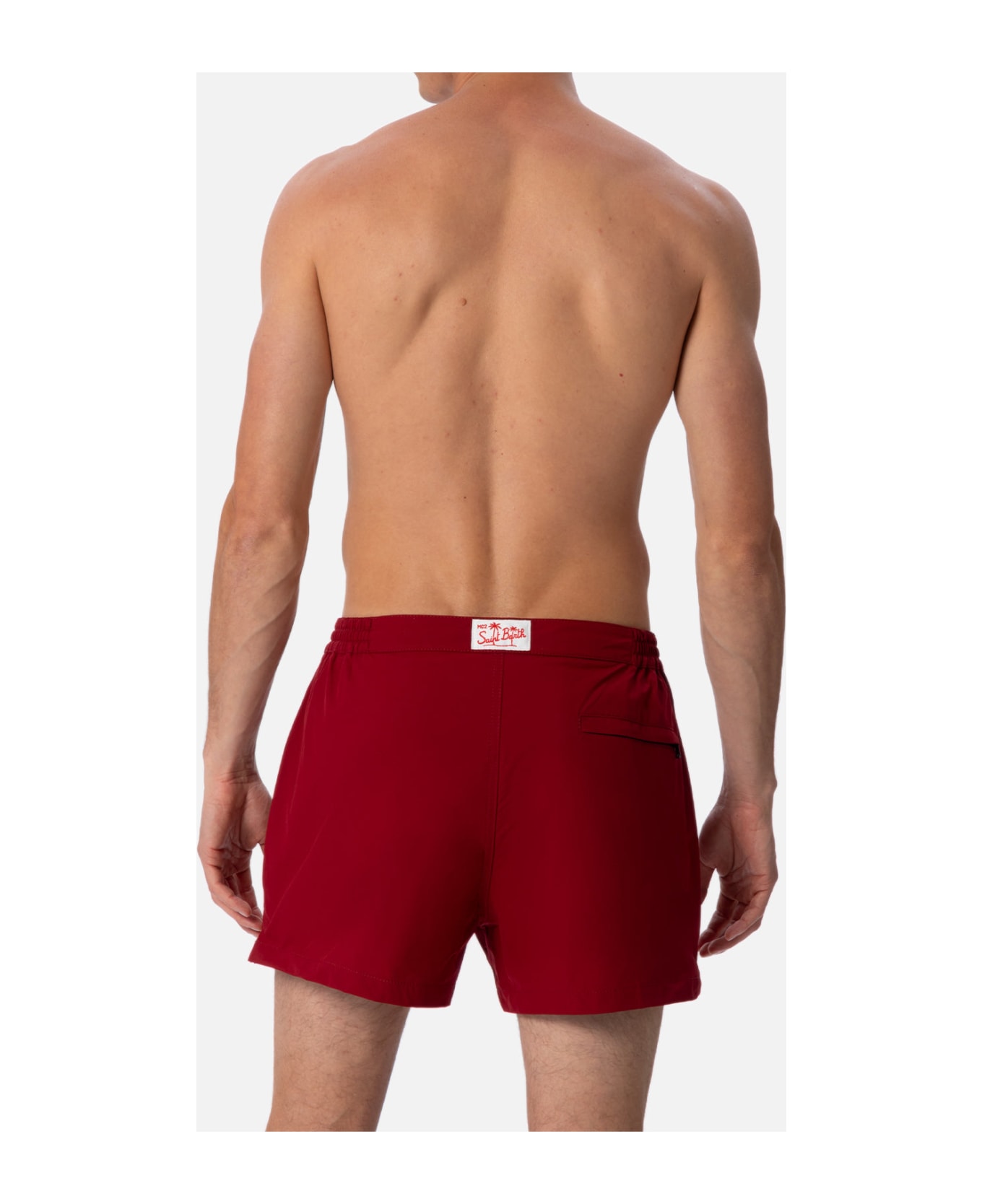 MC2 Saint Barth Man Burgundy Fitted Cut Swim Shorts Harrys - RED