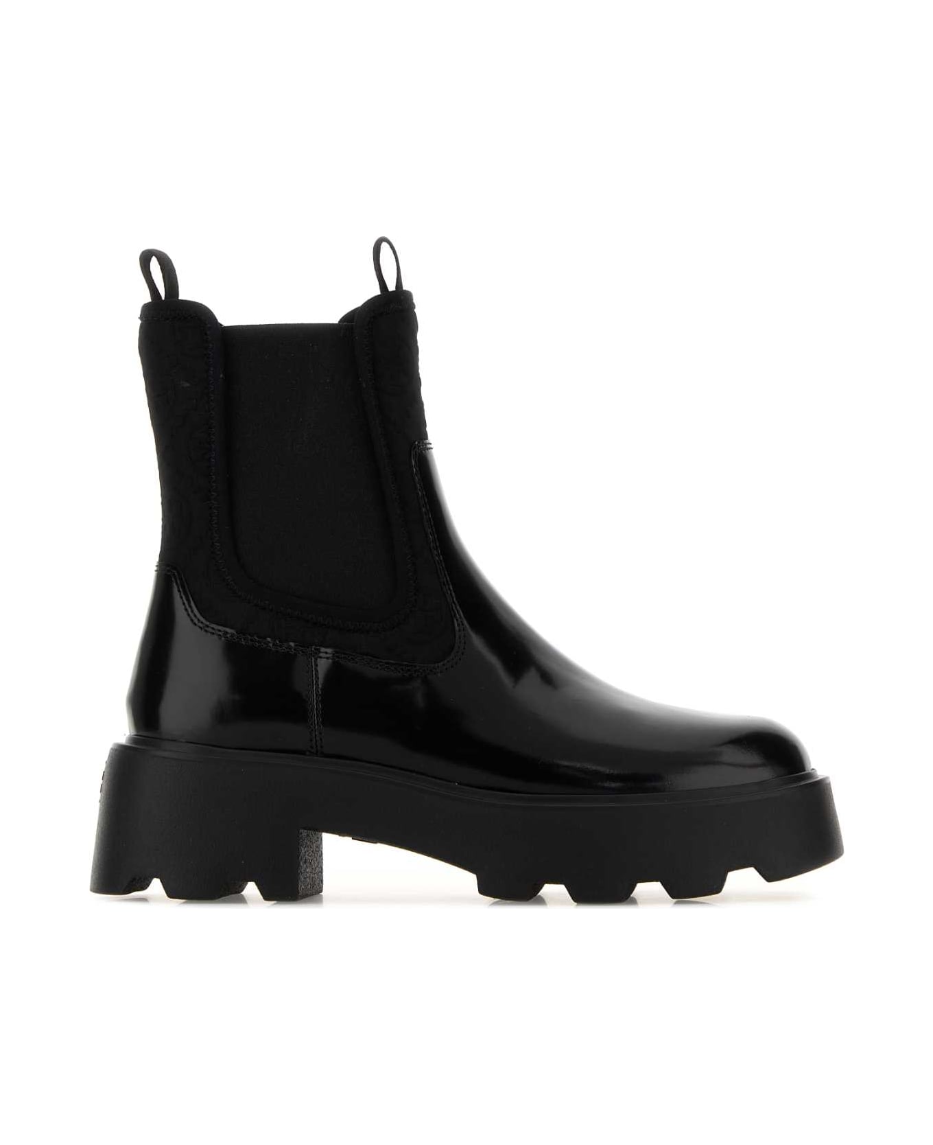 Tory Burch Black Leather And Fabric Chelsea Ankle Boots - Black
