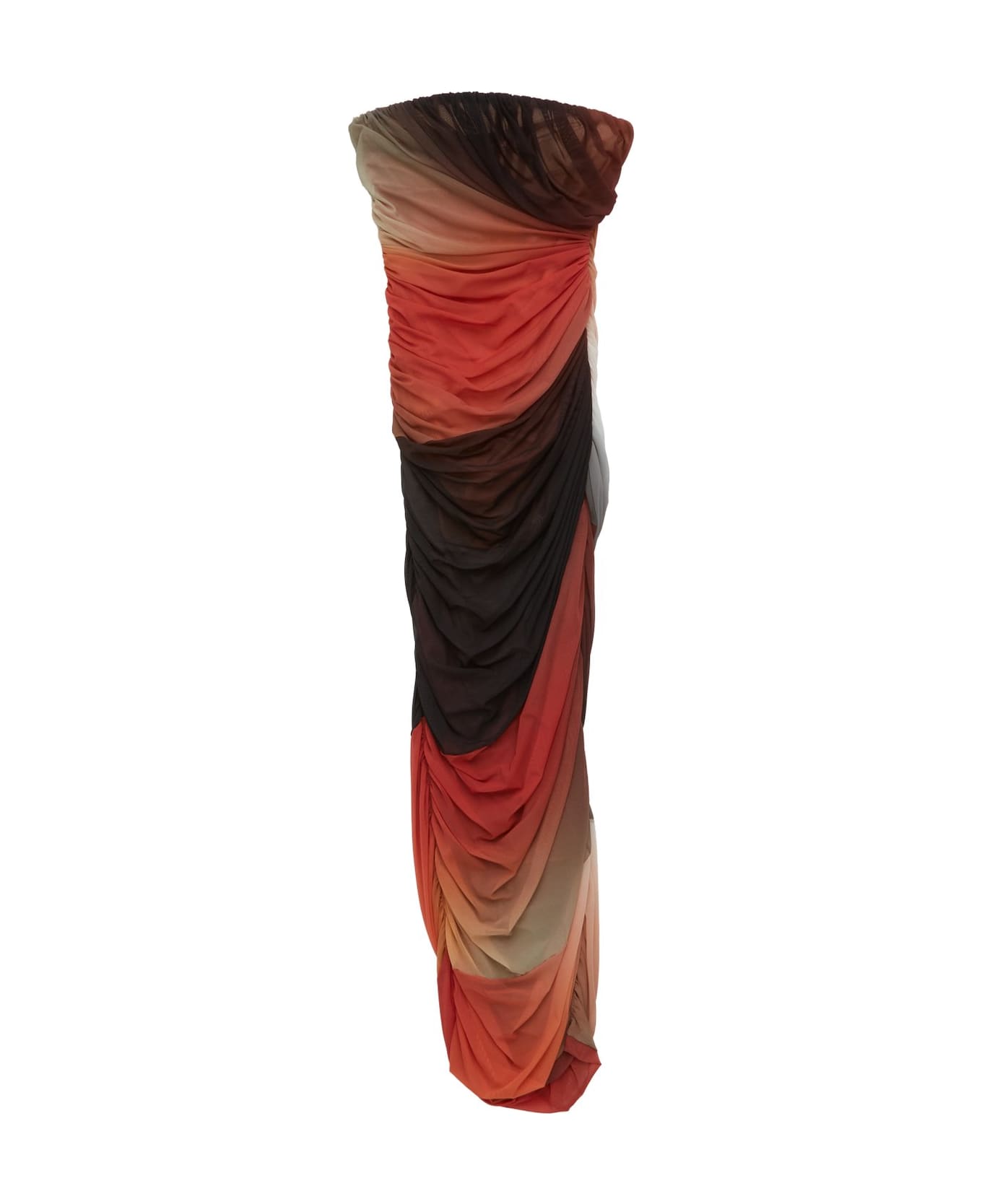 The Attico Ruched-detail Strapless Midi Dress - MULTICOLOUR