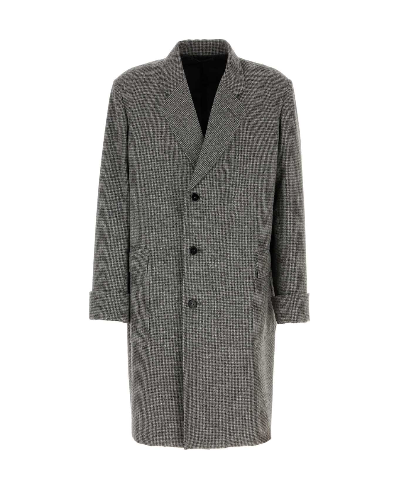Prada Embroidered Wool Blend Coat - ARDESIA