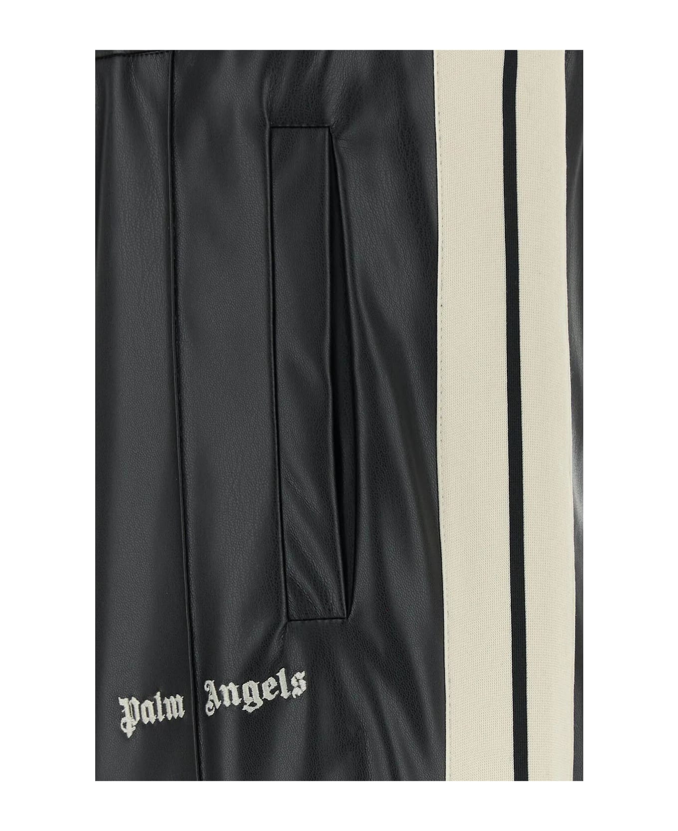 Palm Angels Black Synthetic Leather Pant - BLACK OFF WHITE