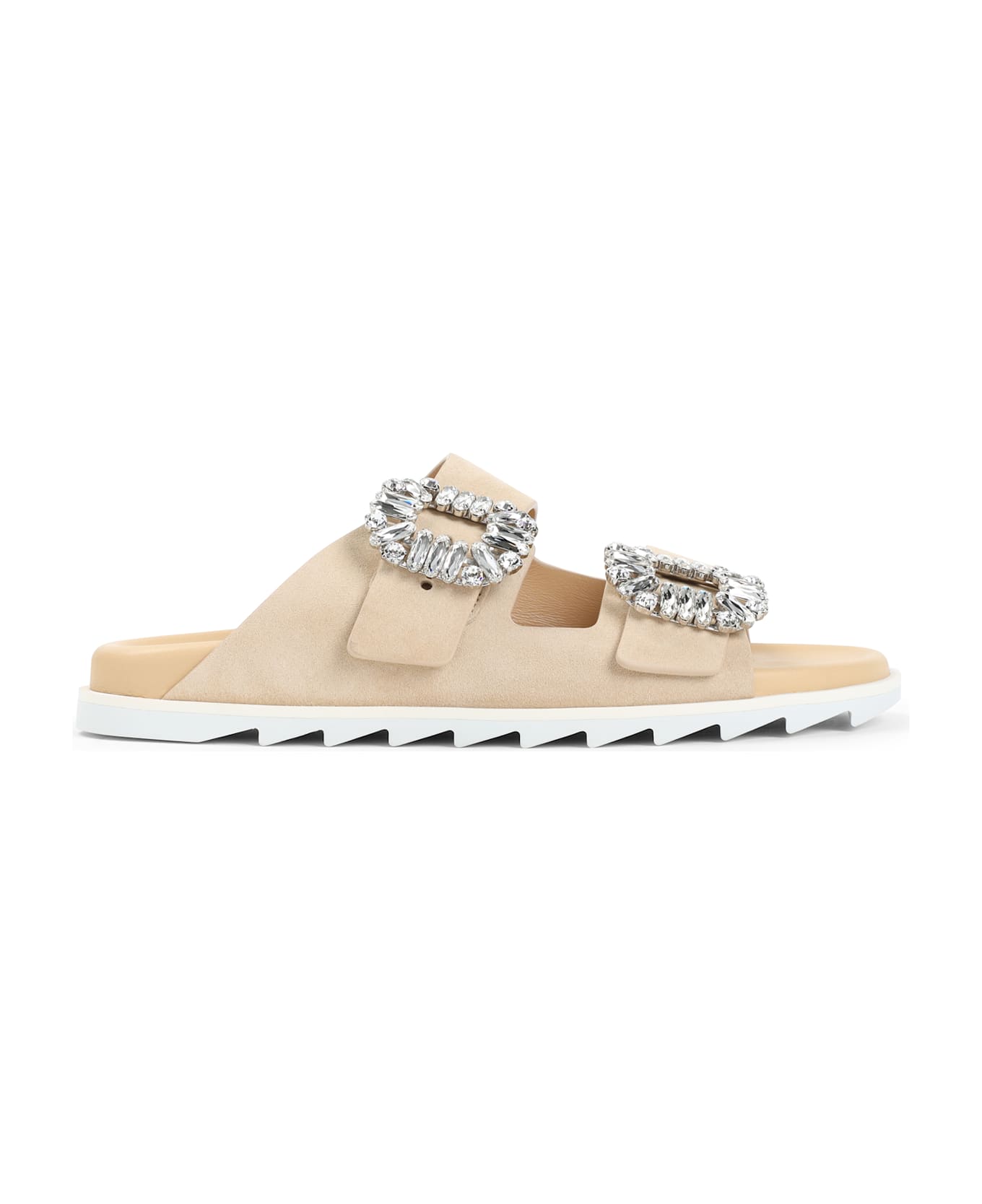 Roger Vivier Slidy Strass Buckle Sandals - Carne