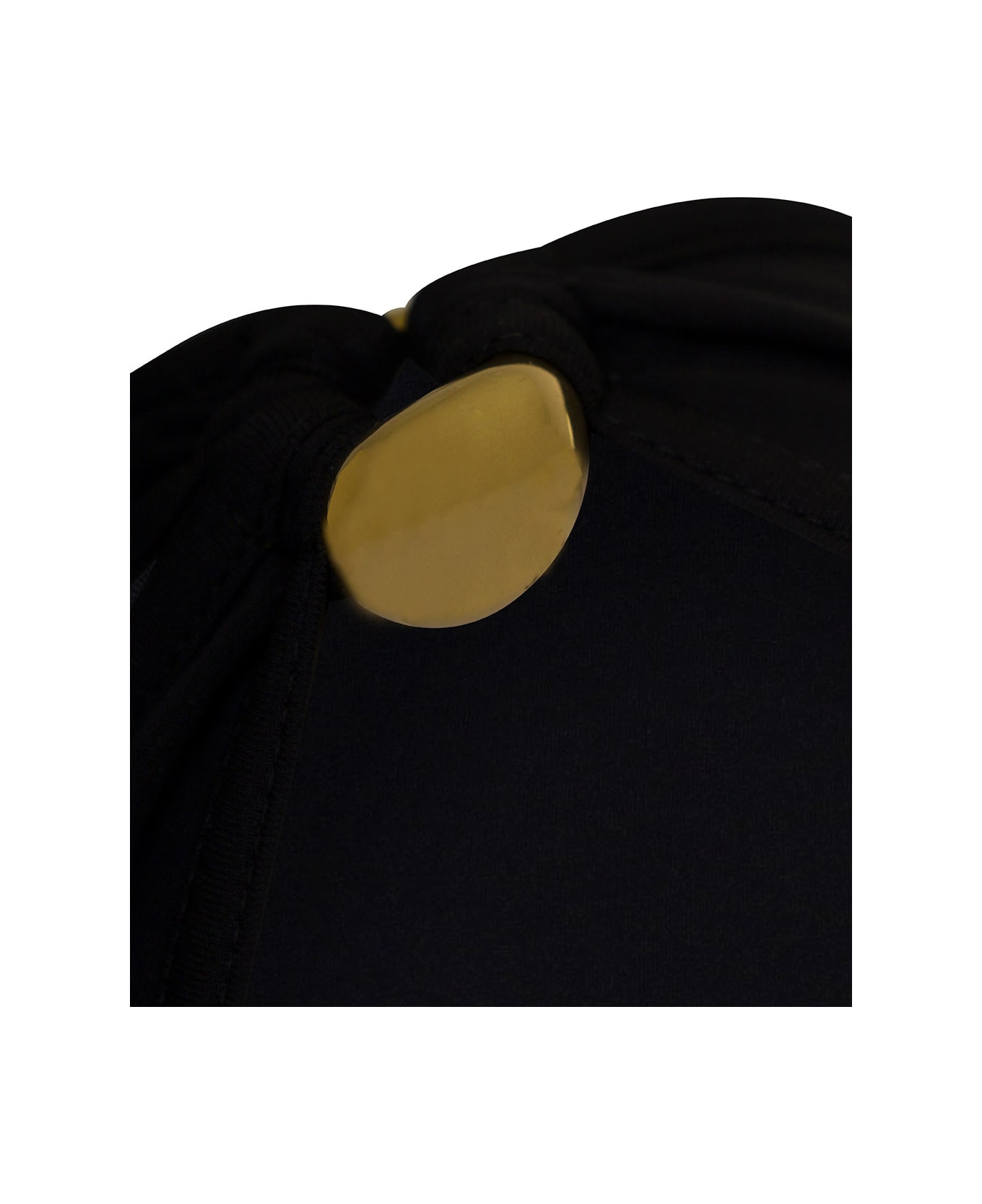 Bottega Veneta Black Mono-shoulder Swimsuit With Golden Detail In Polyamide Woman - Black