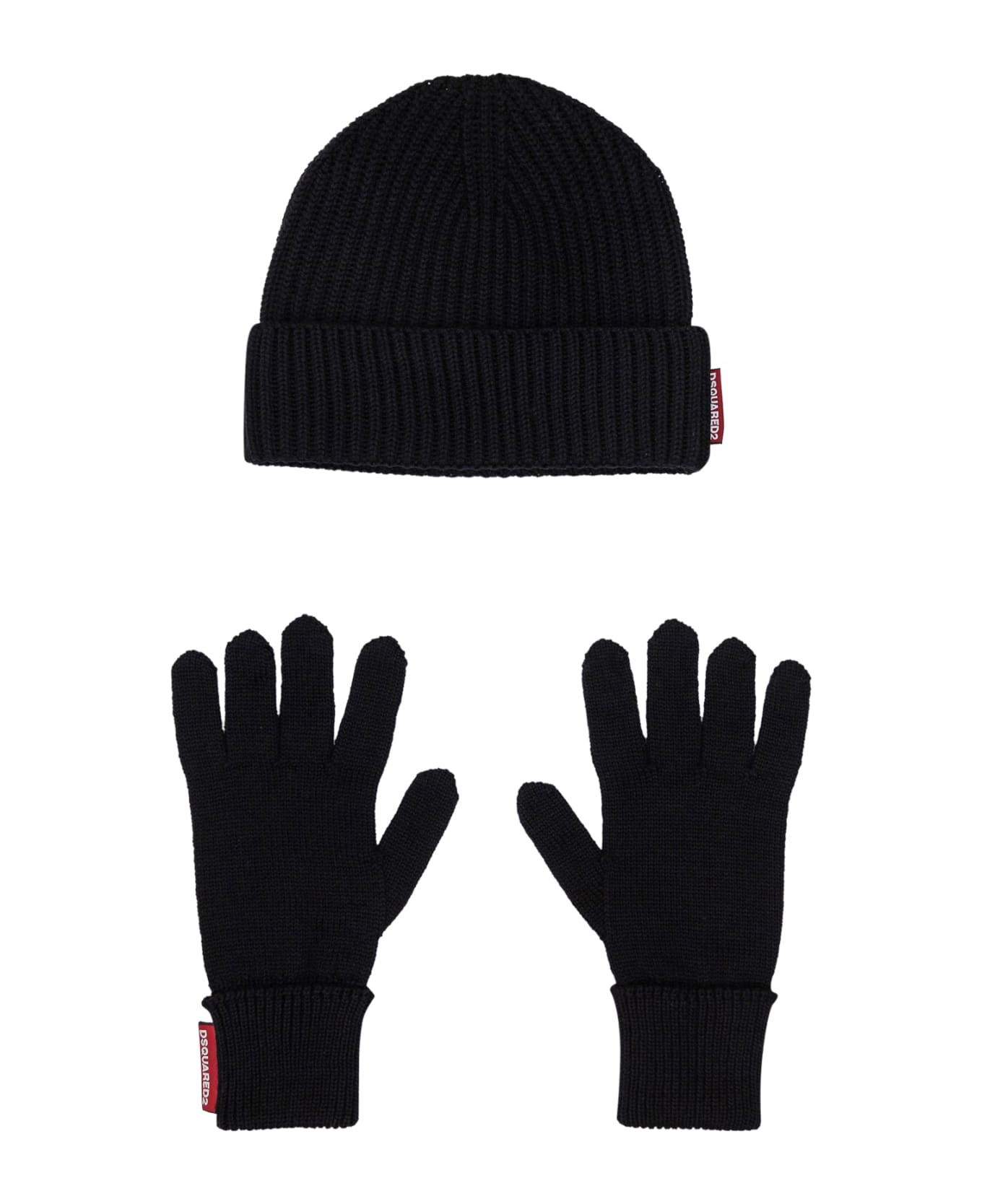Dsquared2 Set Beanie And Gloves - NERO