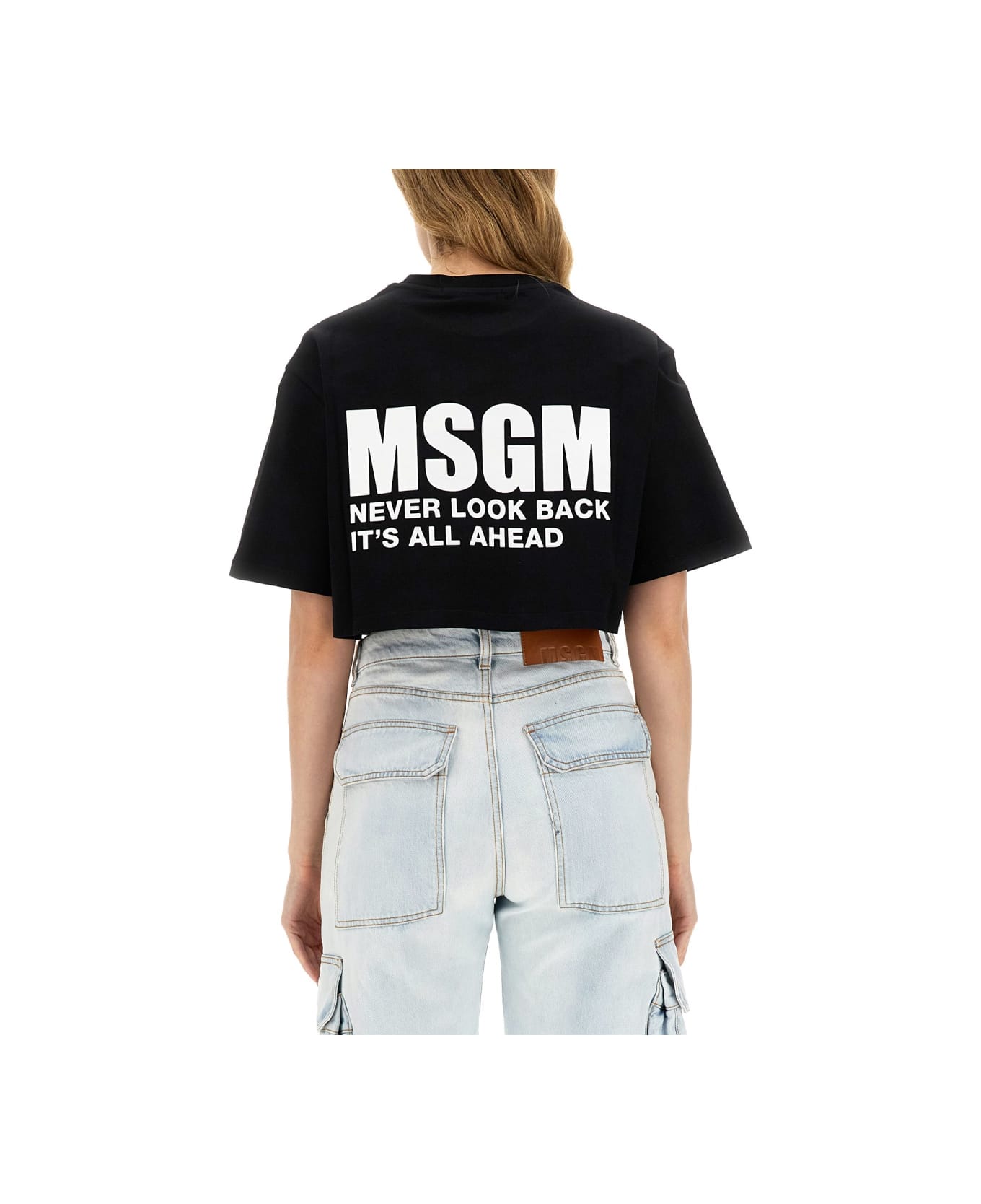 MSGM Cropped T-shirt - BLACK