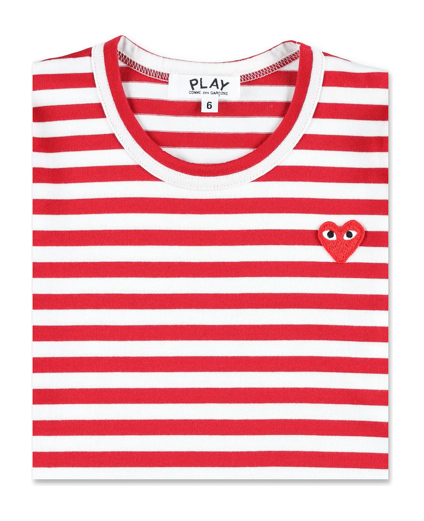 Comme des Garçons Play Kid - Striped T-shirt - RED