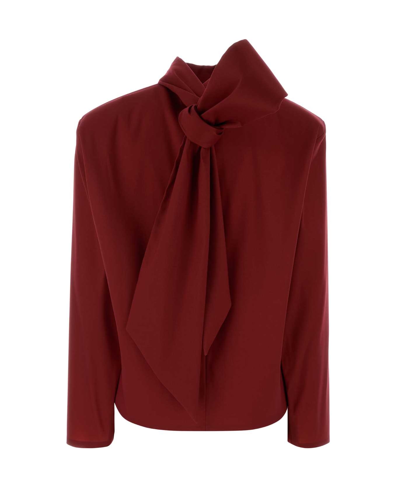 Saint Laurent Red Stretch Silk Blend Blouse - ROUGE