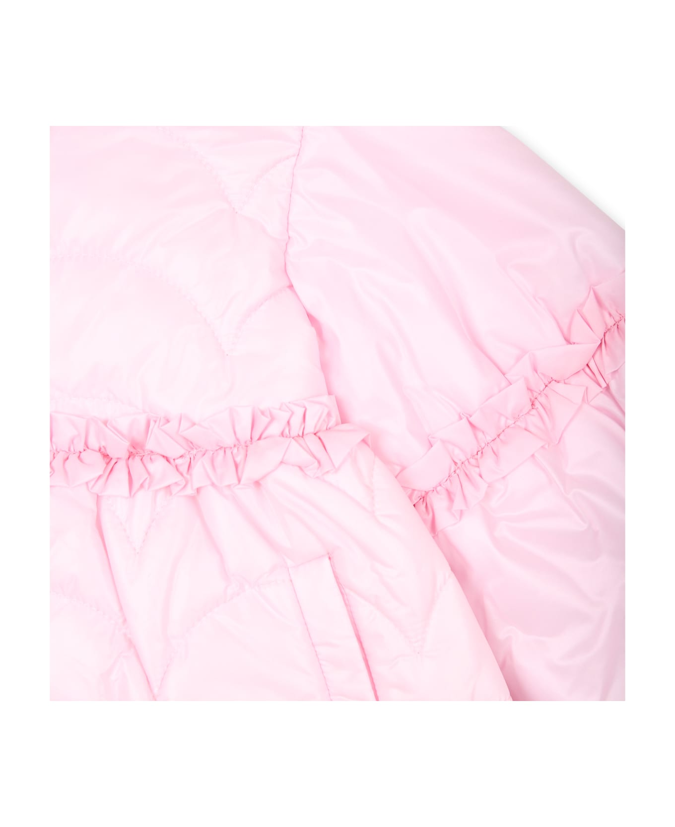 Monnalisa Pink Down Jacket For Baby Girl With Logo - Pink