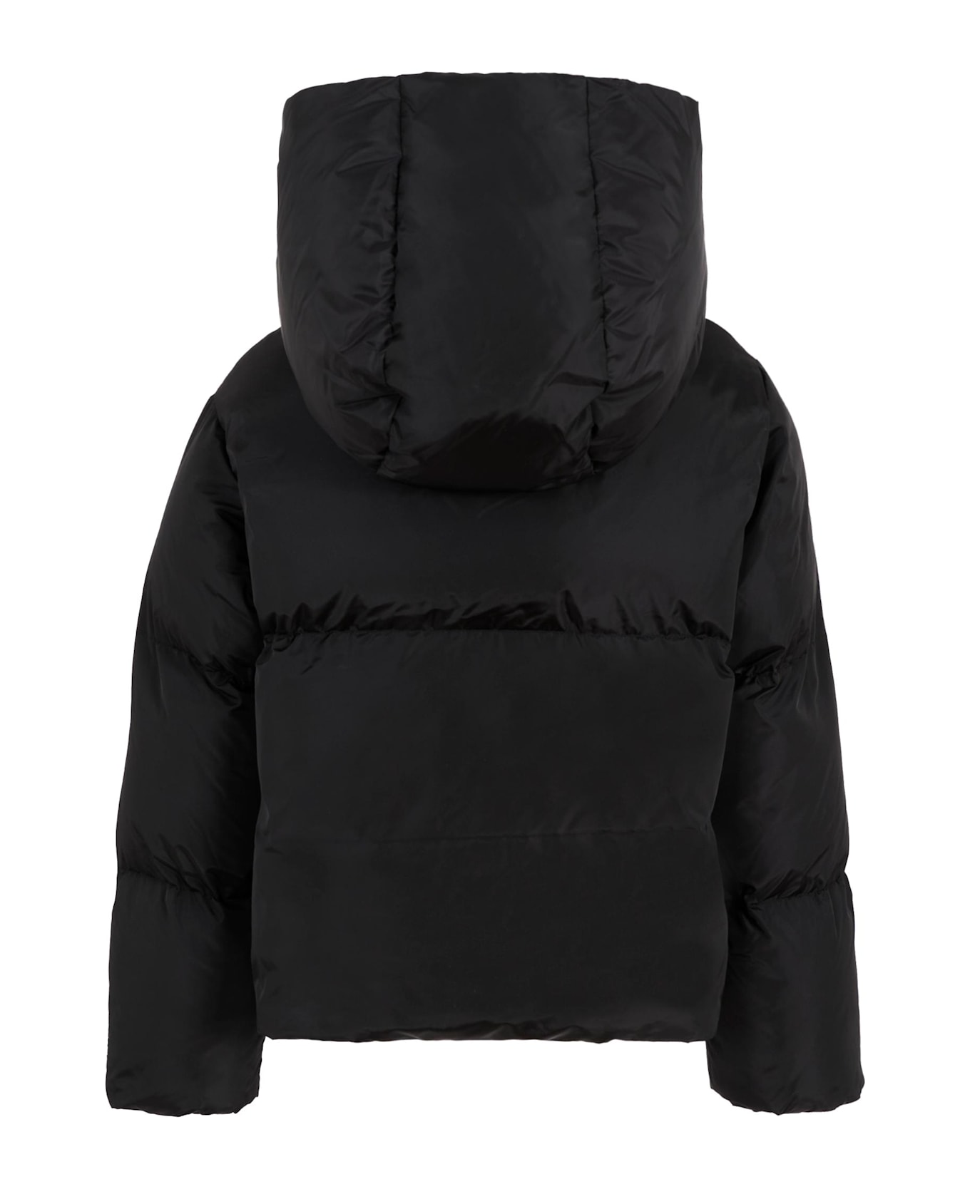 MM6 Maison Margiela Black Down Jacket For Kids With Logo - Black