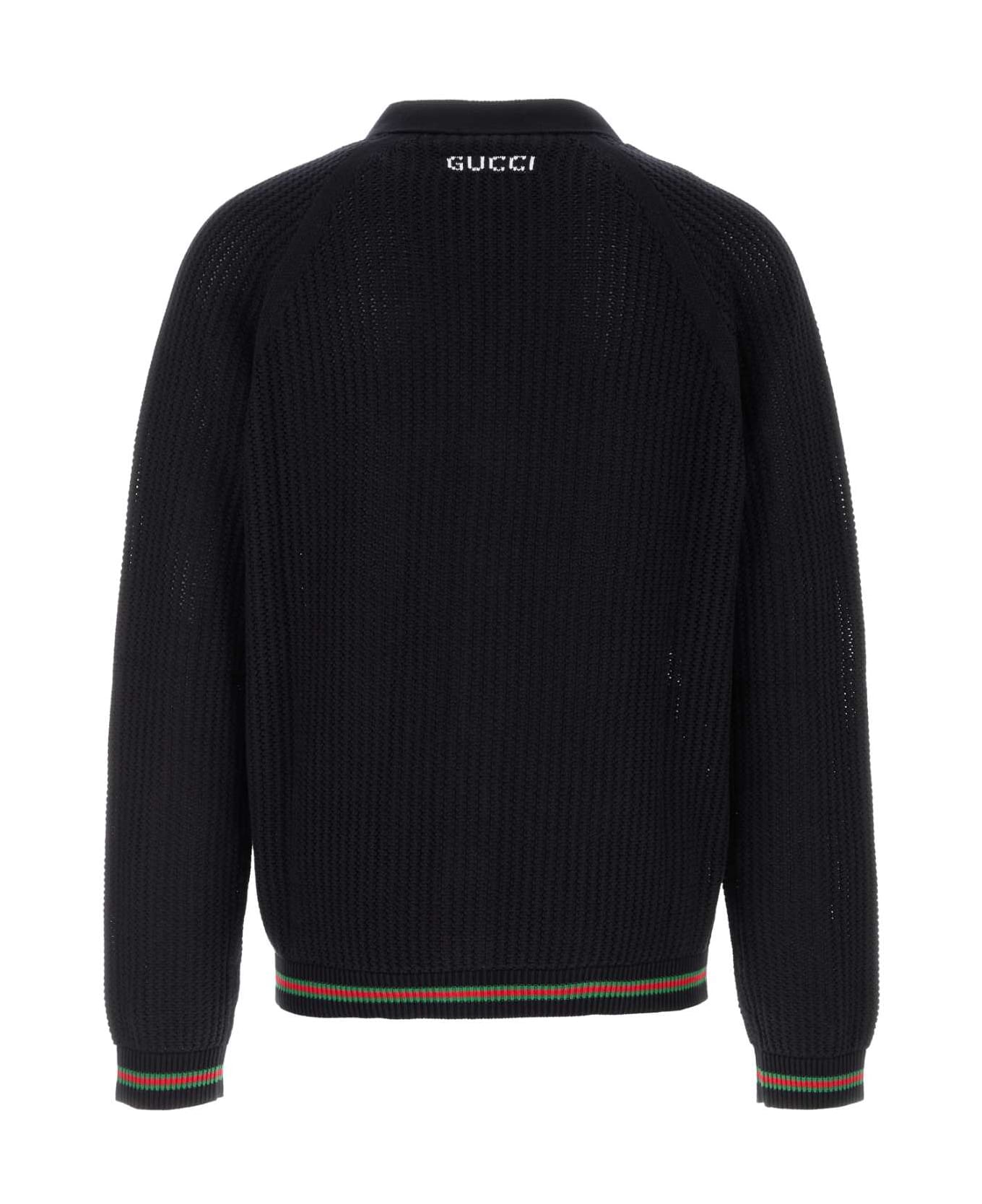 Gucci Black Crochet Cardigan - BLACKGREENRED