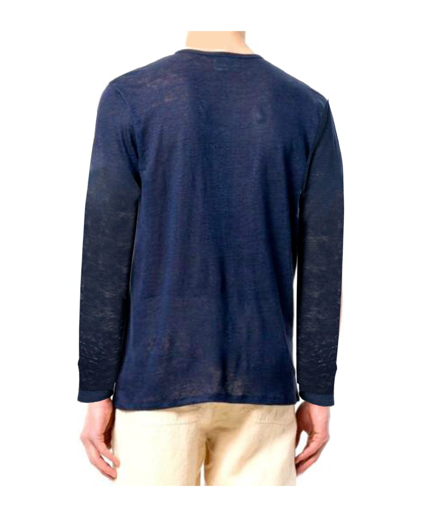MC2 Saint Barth T-shirt Man Blue Navy Linen - BLUE