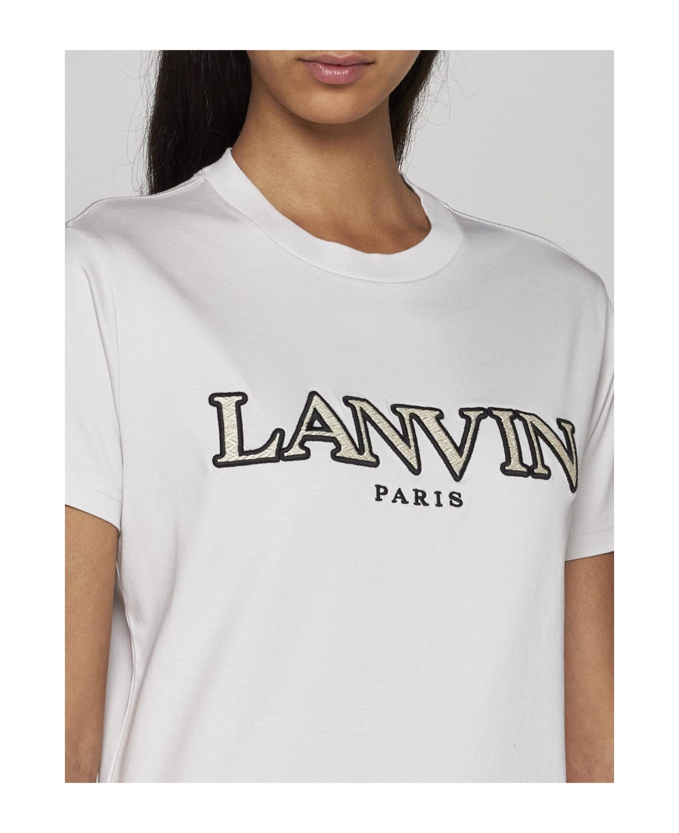 Lanvin Curb Logo Cotton T-shirt - Mastic Tシャツ