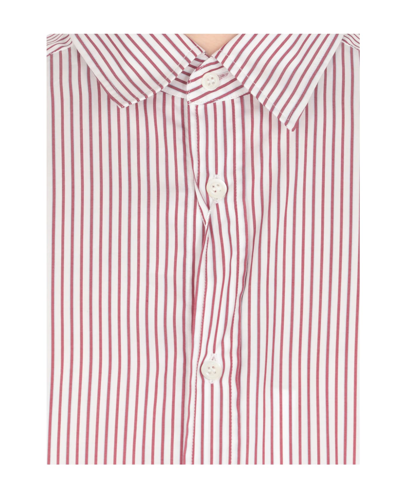 Maison Margiela Logo Embroidered Short-sleeved Shirt - Bordeaux