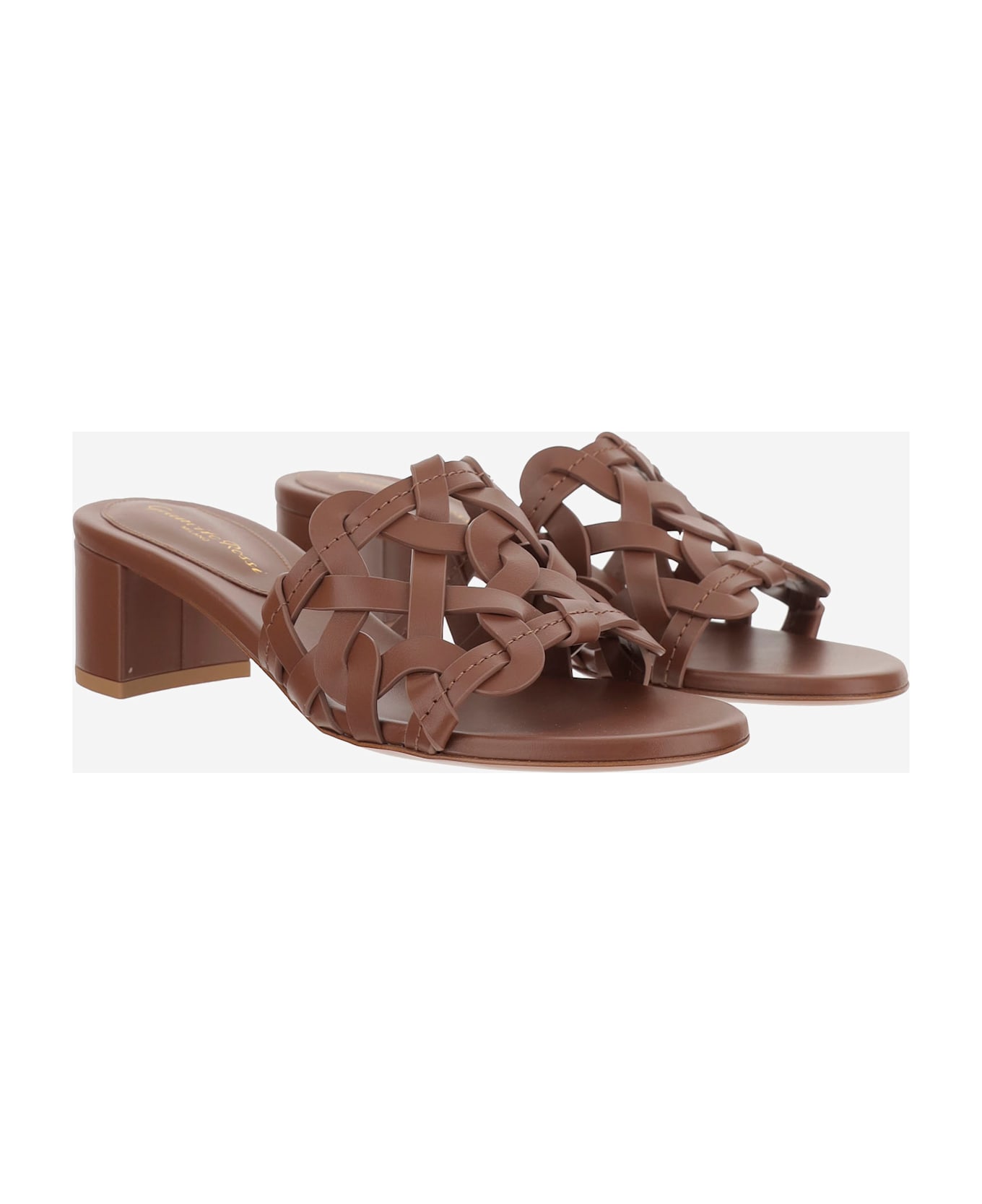 Gianvito Rossi Woven Leather Mules - Brown