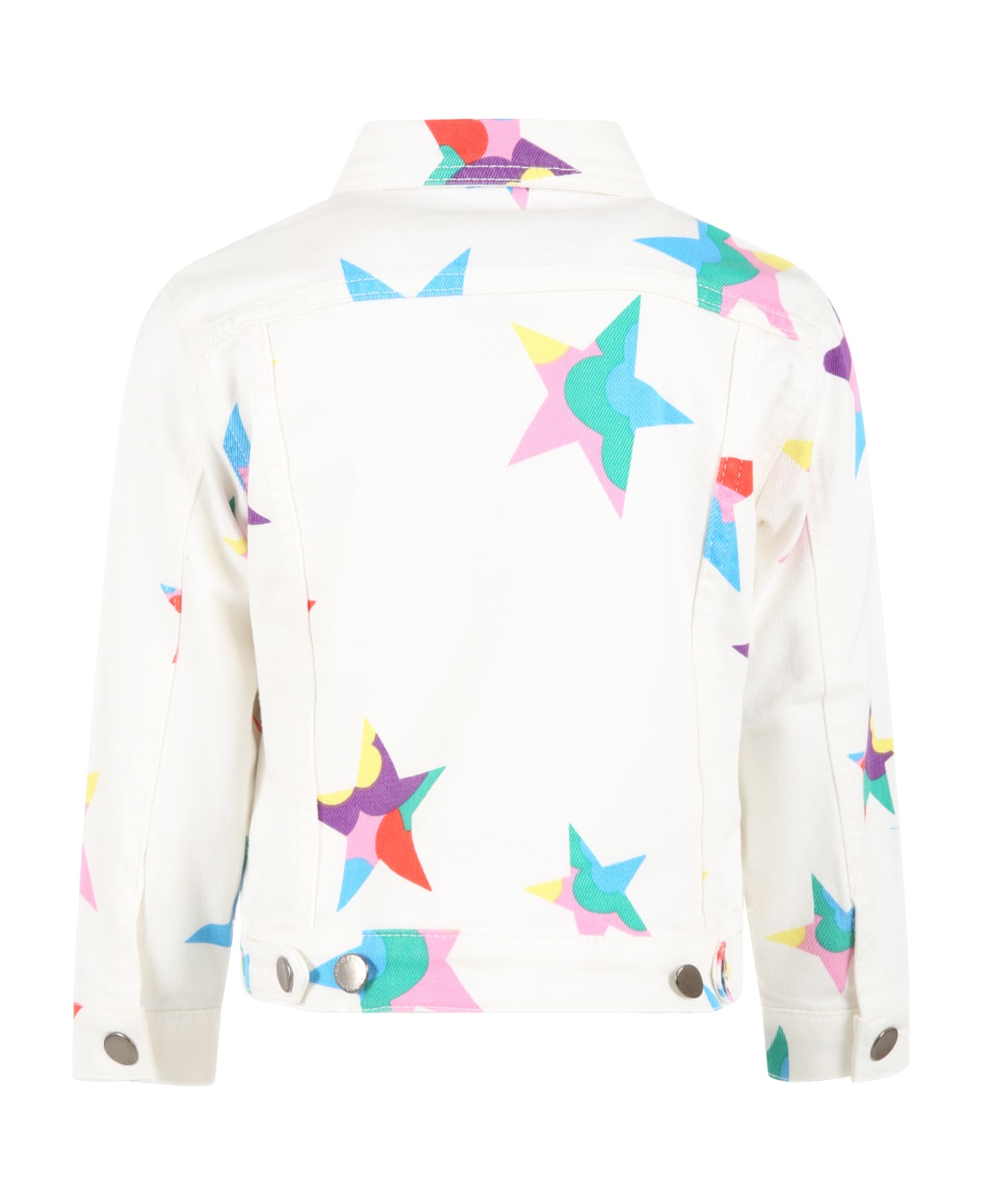 Stella McCartney Kids White Jacket For Girl With Colorful Stars - White