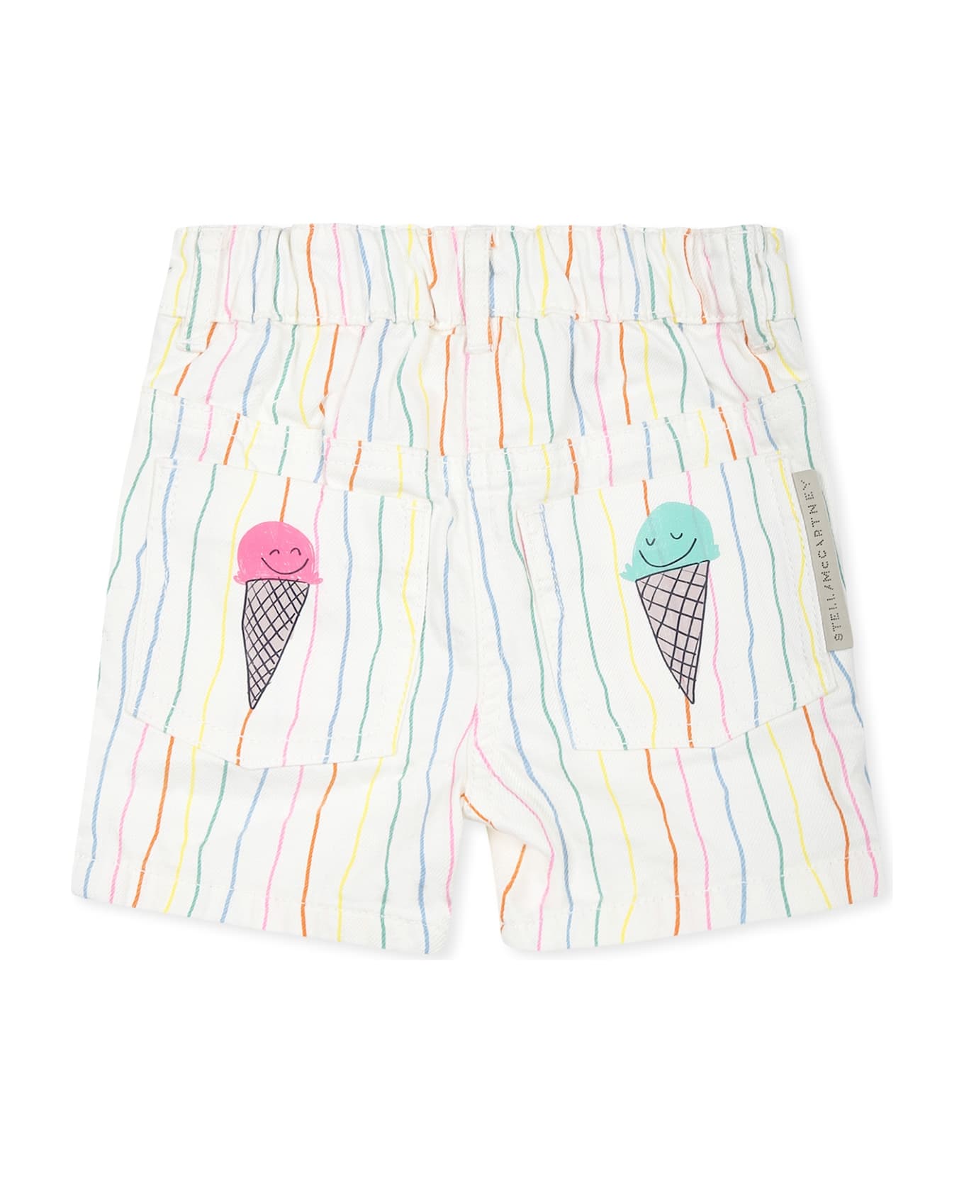 Stella McCartney Kids White Shorts For Baby Girl With Ice Cream - White