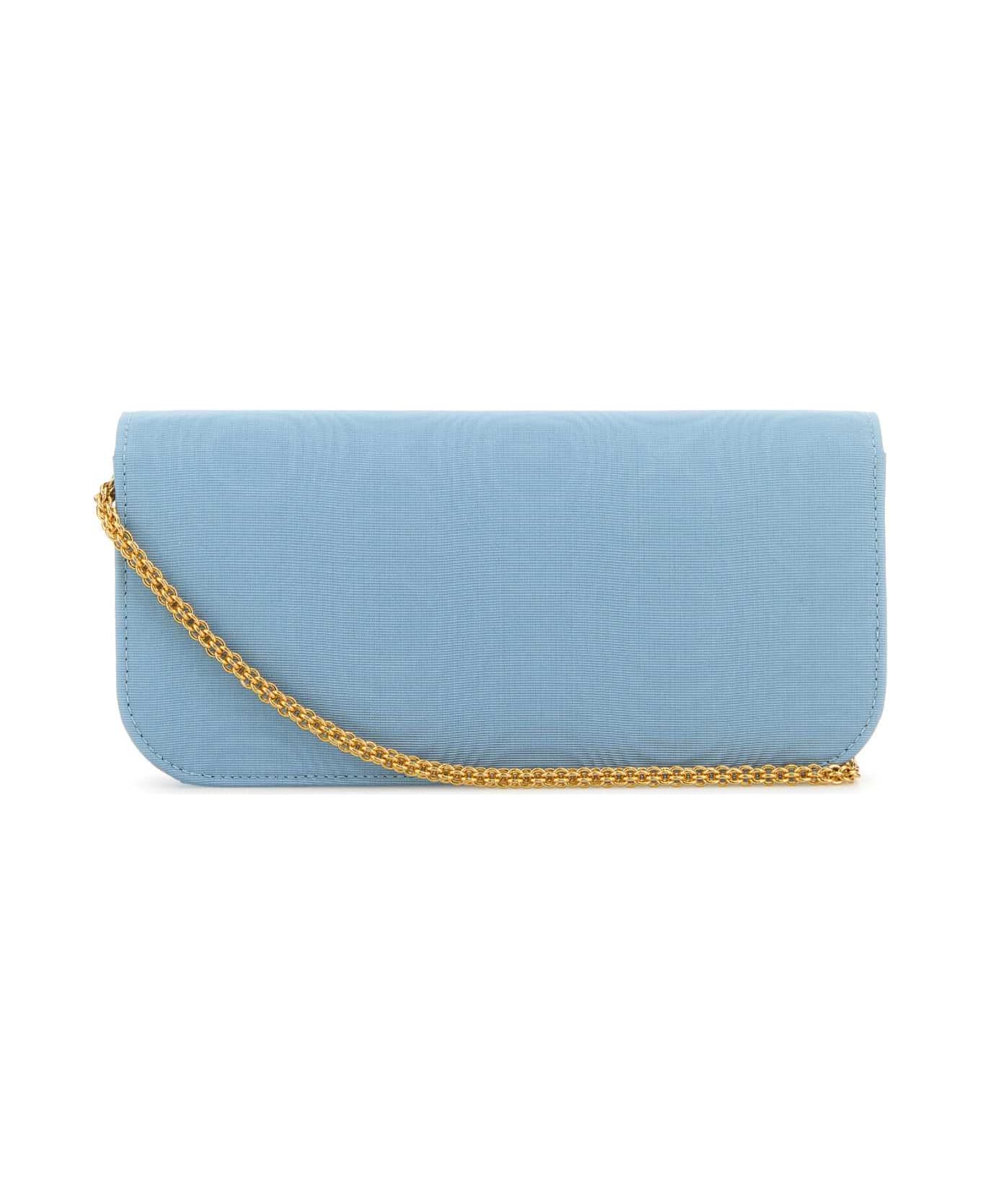 Valentino Garavani Light Blue Fabric Locã² Clutch - CLOUDYBLUECRYSTAL