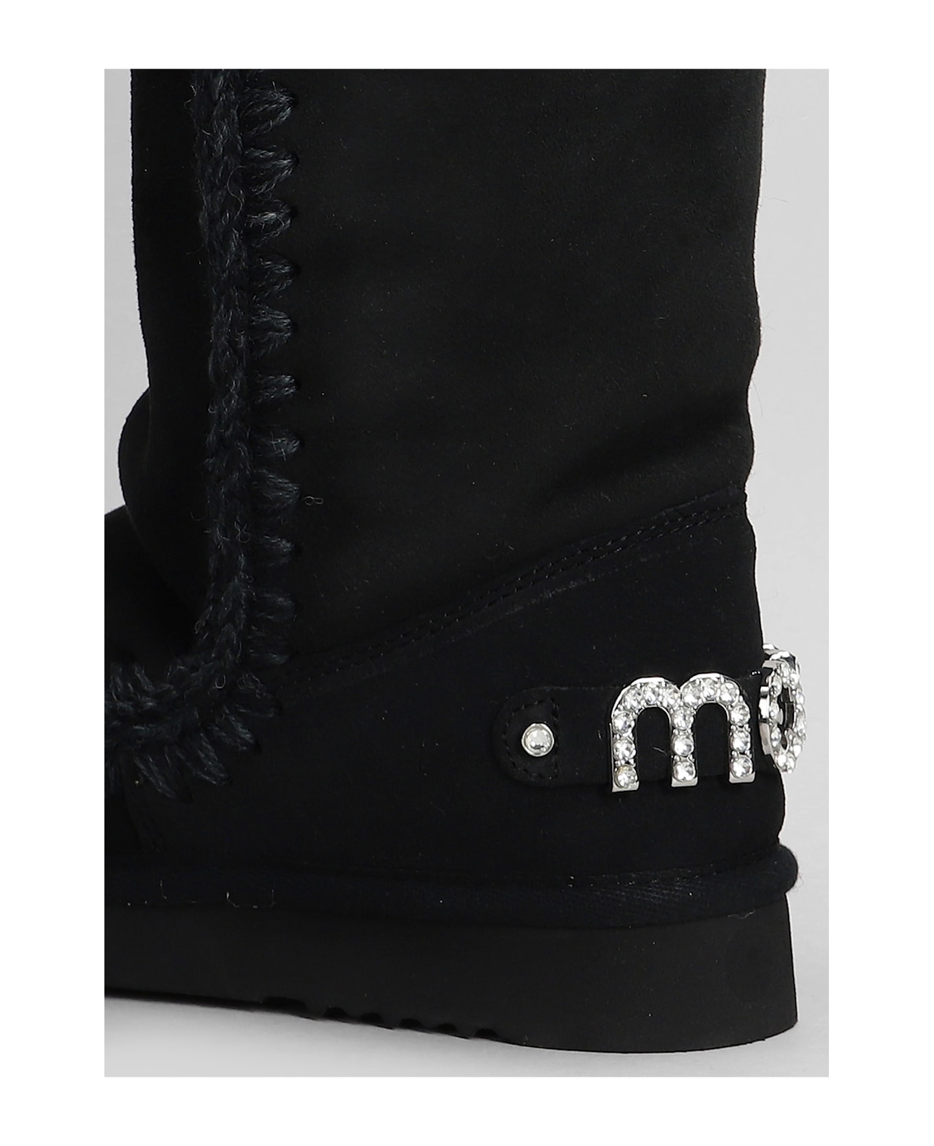 Mou Eskimo 40 Low Heels Boots In Black Suede - black